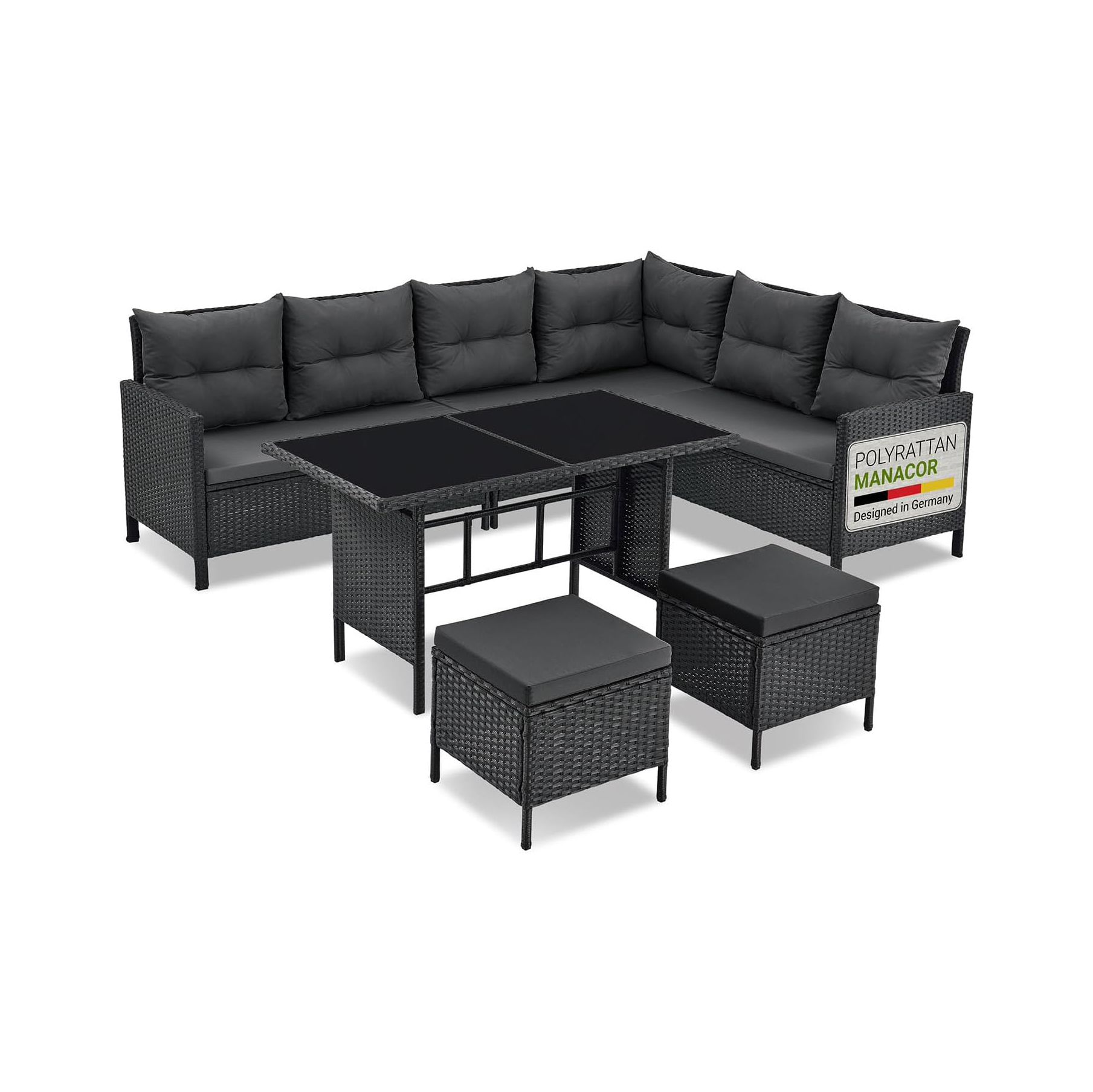 Juskys Polyrattan Lounge Manacor mit Ecksofa