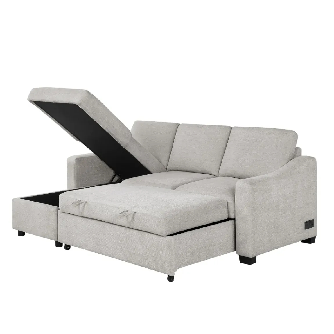 Coddle Aria Fabric Sleeper Sofa with Reversible Chaise and Storage.Beige/Gray - Online Shop