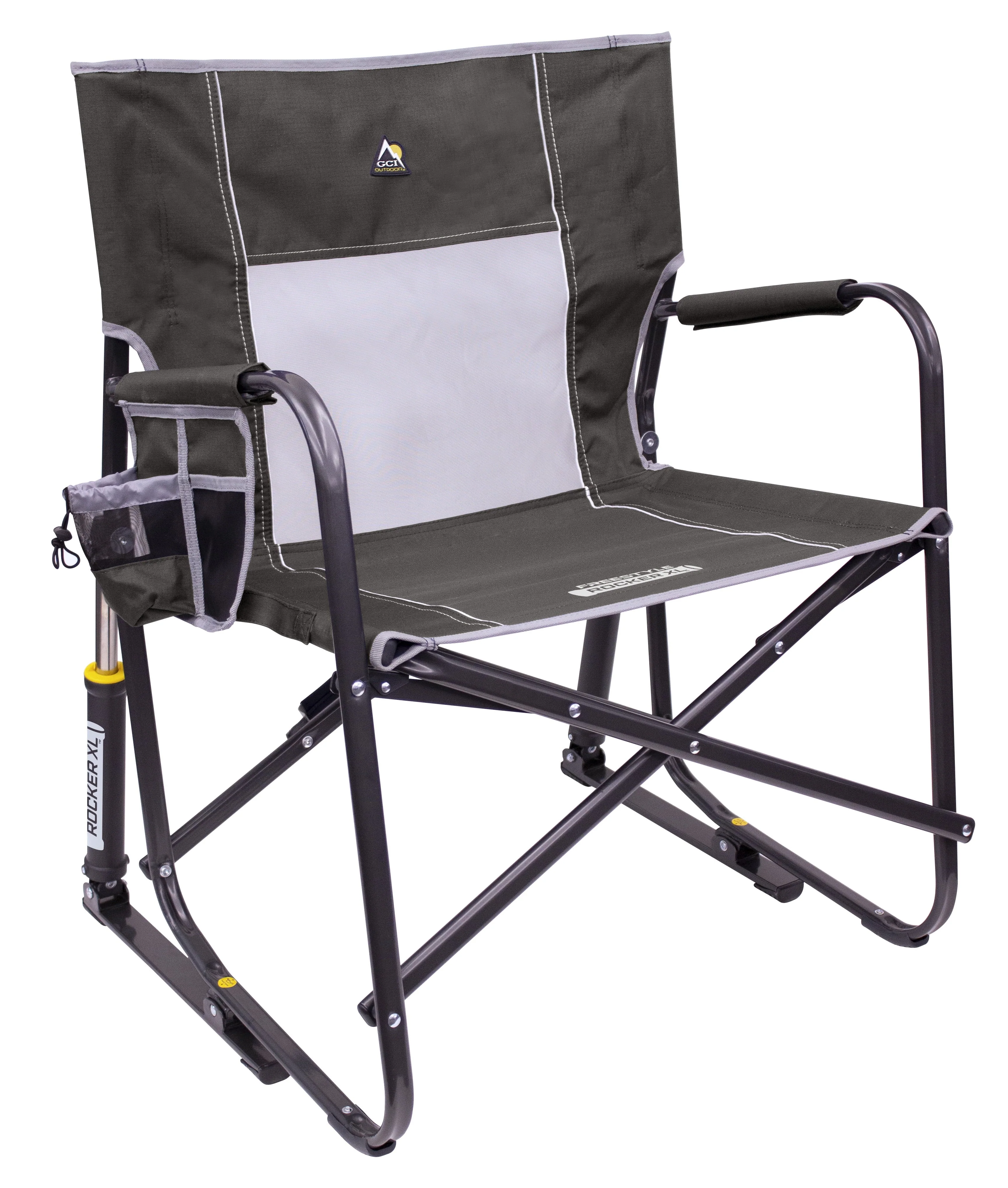 GCI Outdoor Freestyle Rocker XL Heavy Duty Portable Folding Camping Chair, Pewter Gray