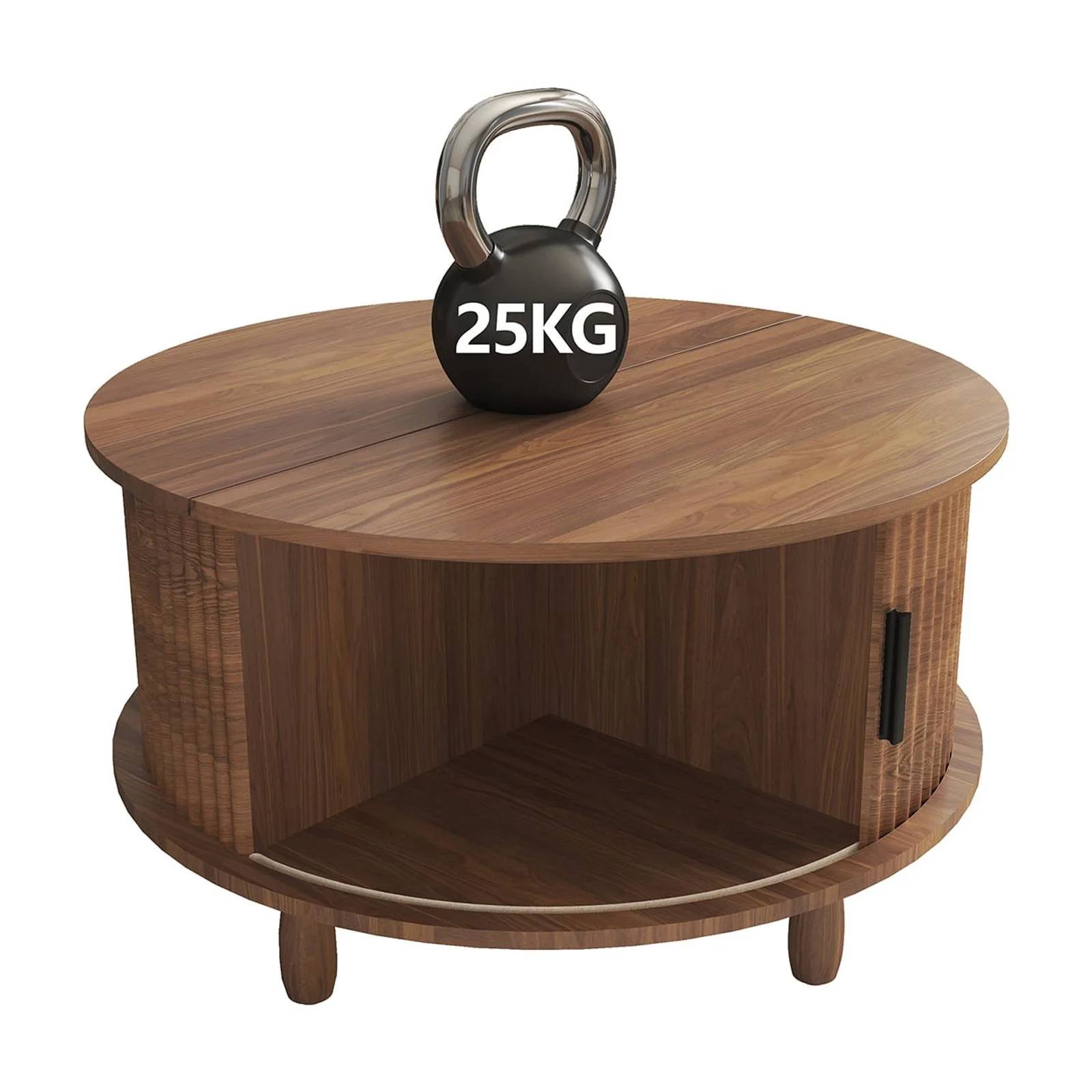 RUMLIVE Round Coffee Table with Storage, 30.7