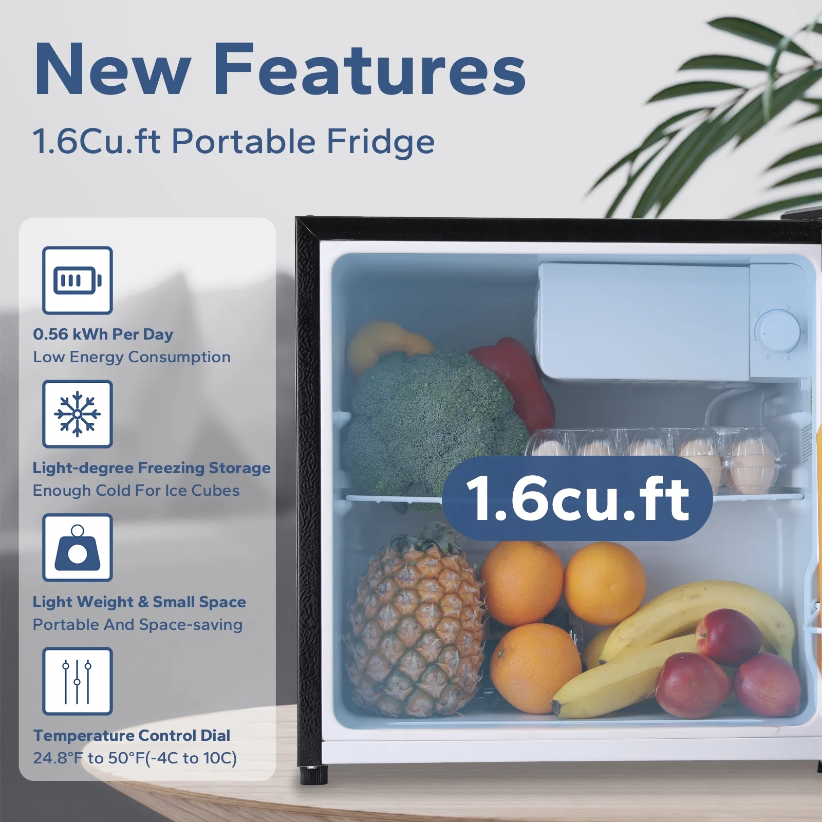 BANGSON Small Refrigerator,1.6 Cu.ft Mini Fridge with Freezer, Single Door, Silver