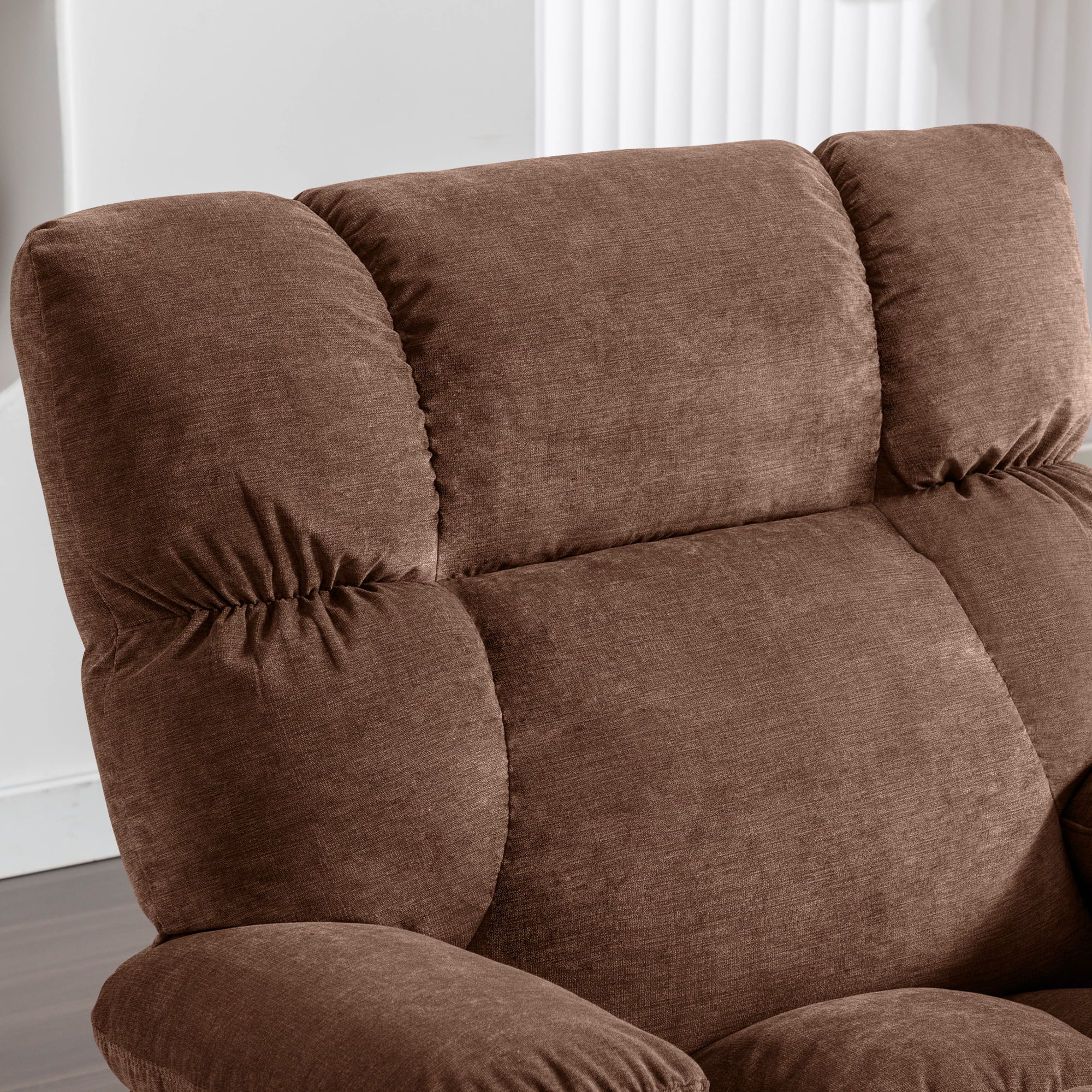 JONPONY Manual Recliner Chair with Heat Therapy and Massage Function, Heavy Duty Reclining Mechanism Massage Chair, Elderly Single Rocker Sofa with Cup Holders for Bedroom Home Theater,Grey