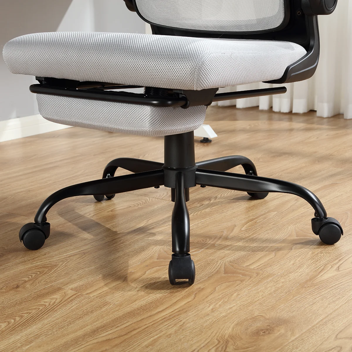 Mainstays Ergonomic Height Adjustable Mesh Office Chair for Teens and Adults with Lumbar Support and Tilt Function, with Leg Rest, Black