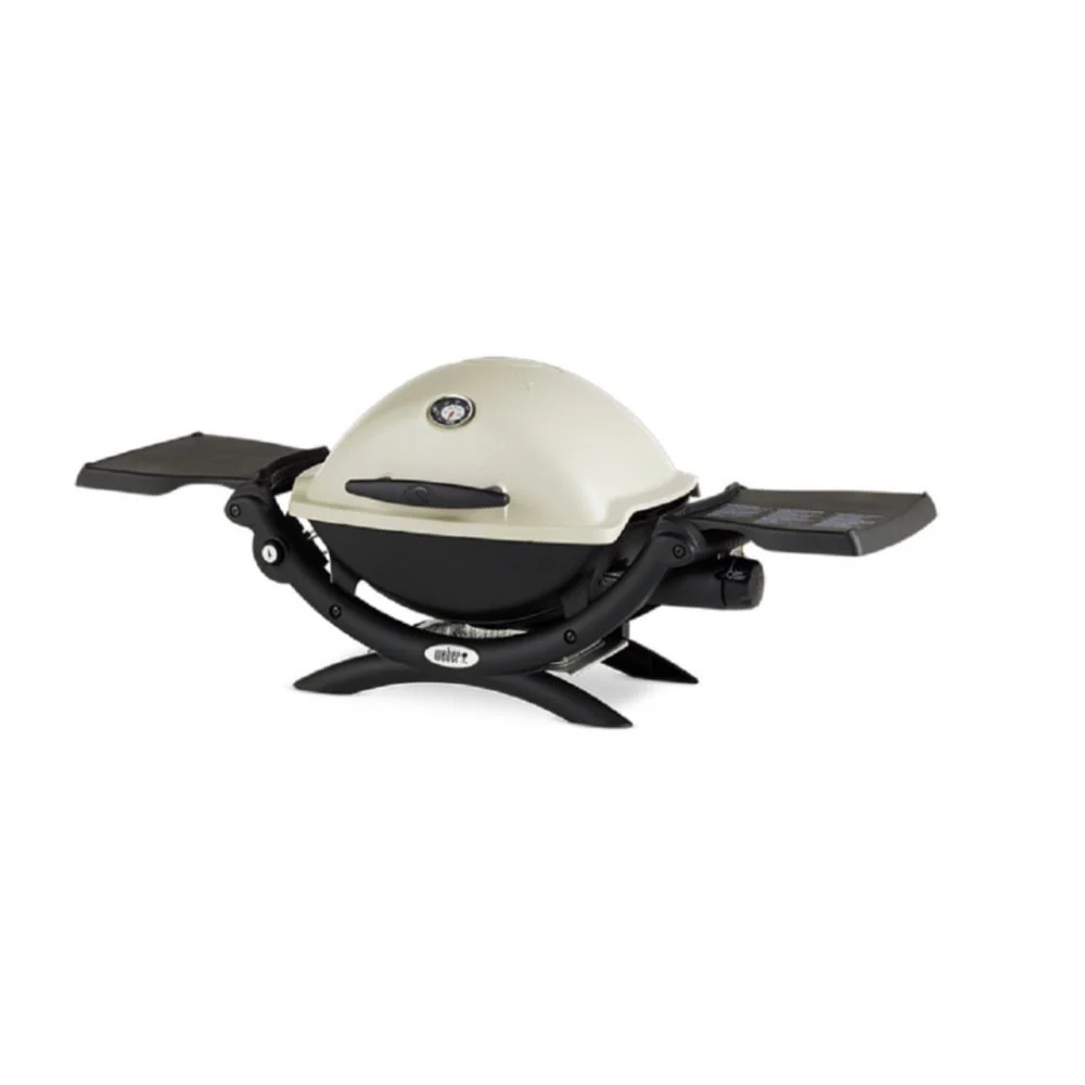 Weber Q1200 Liquid Propane Grill (Titanium) with Portable Cart Bundle