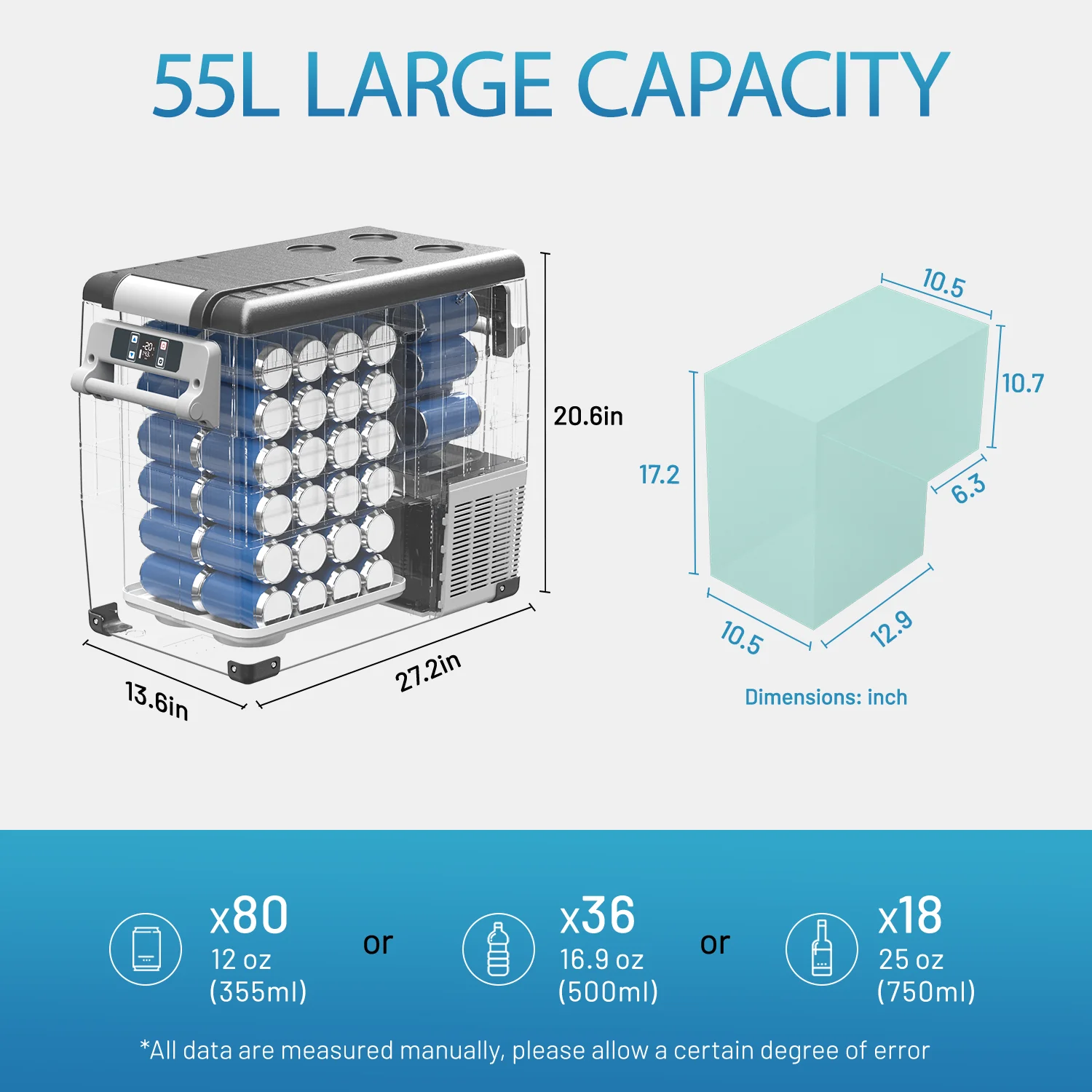 Alpicool CF55 Portable Refrigerator 12 Volt Car Freezer 58 Quart(55 Liter) Vehicle, Car, Truck, RV, Boat, Mini fridge freezer for Driving, Travel, Fishing, Outdoor -4��F to 68��F