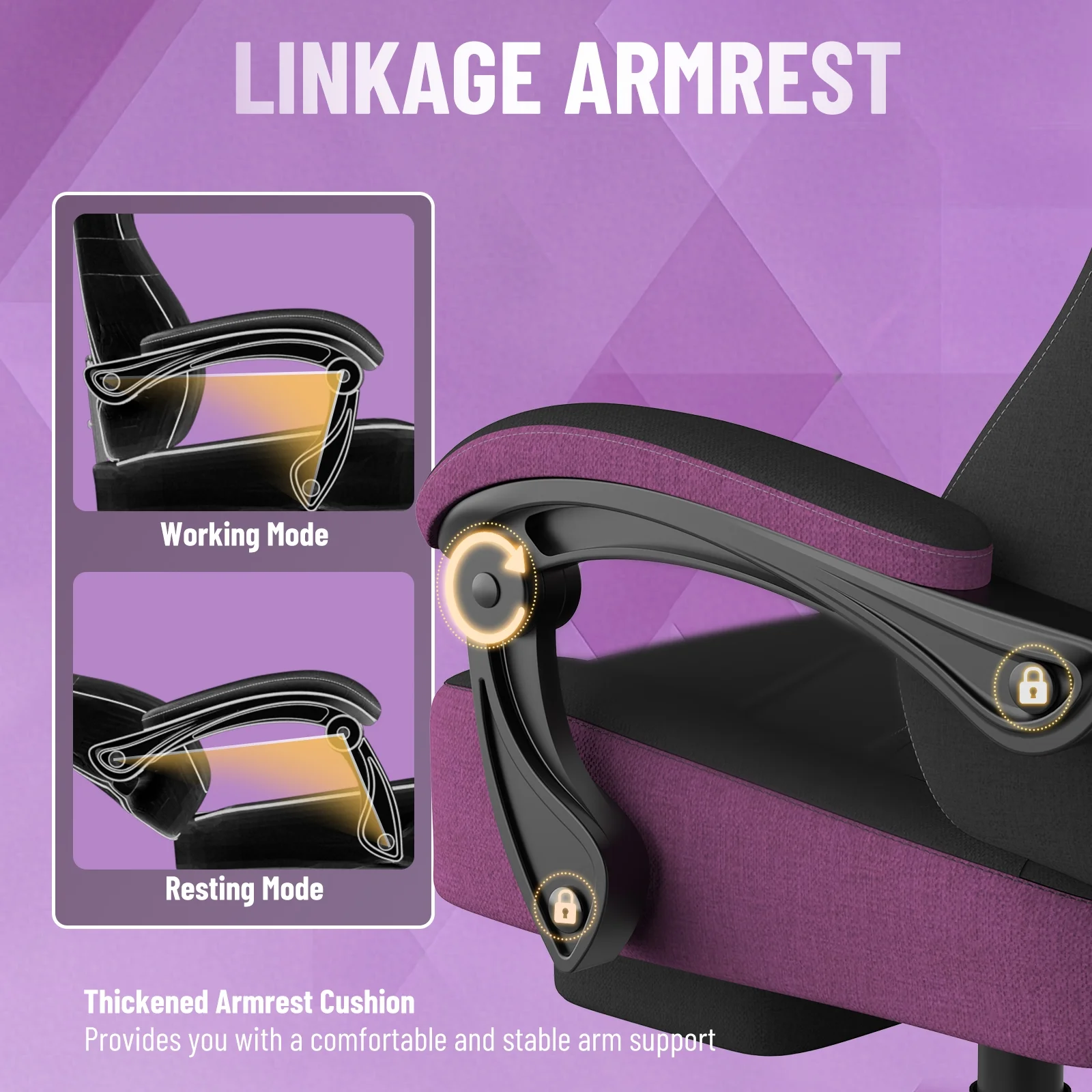 SOONTRANS Gaming Chair for Adults, Ergonomic Linen Fabric Computer Chair with Massage Lumbar Pillow, Gamer Game Chair with Adjustable Headrest, Comfortable Office Chair for Home, White