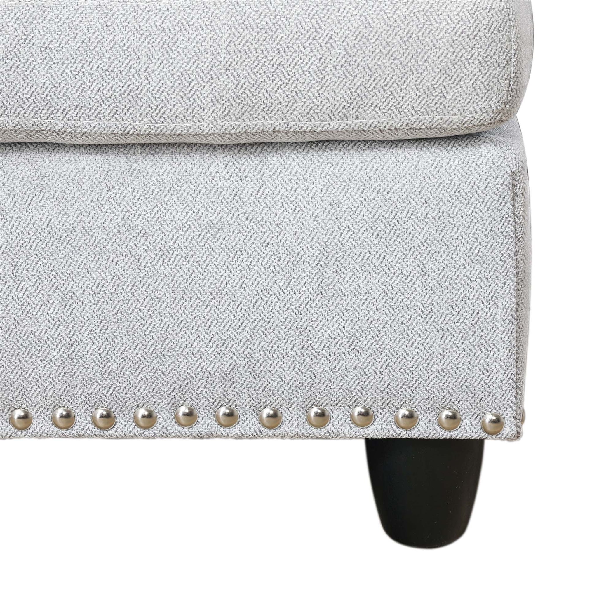 Aukfa 3 Piece Sectional Sofa, Living Room Couch with Storage Ottoman&Cup Holder, Linen, Left Hand, Black Gray