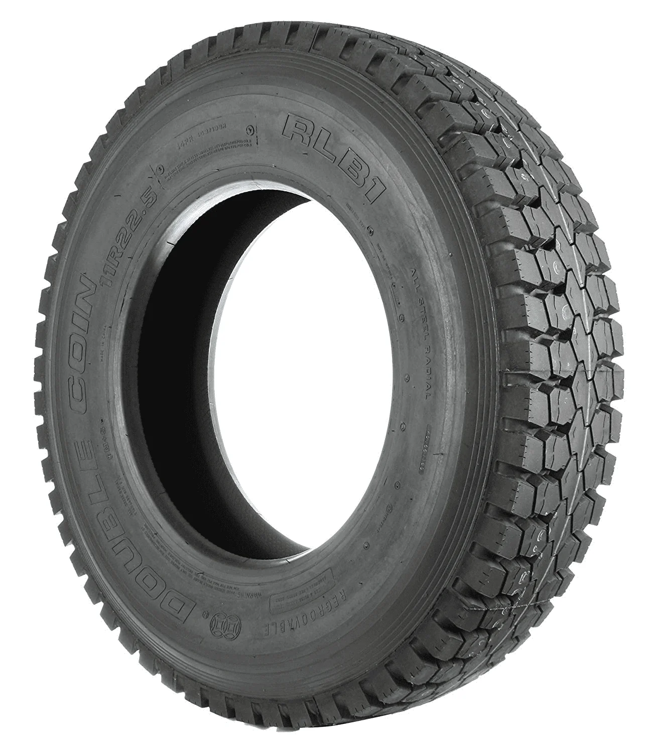 Double Coin RLB1 Open Shoulder Drive-Position Commercial Radial Truck Tire - 11R22.5 14 ply