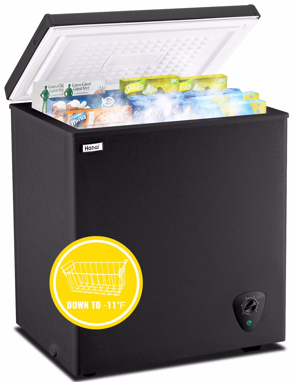 WANAI 3.5 Cu.ft Chest Freezer Small Deep Freeze with 7 Gears Temp Control Office Dorm Kitchen White