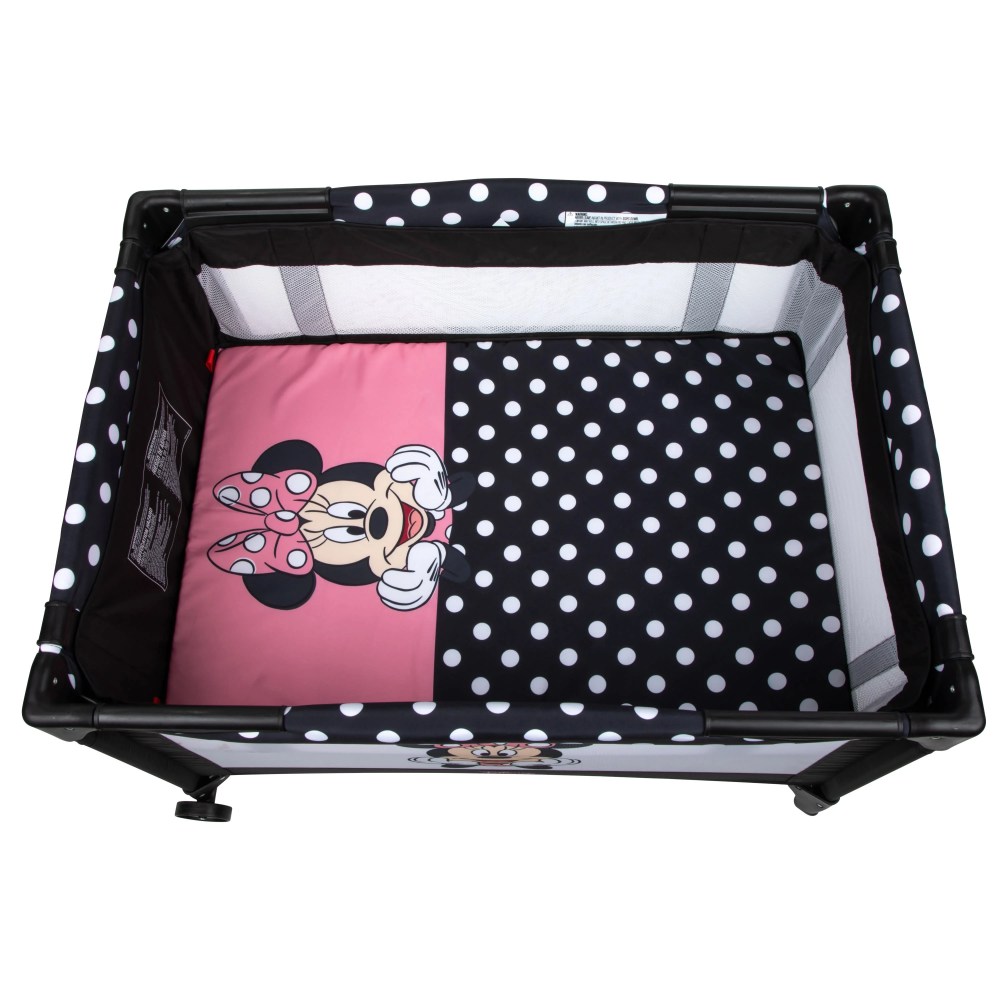 Disney Baby 3D Ultra Baby Play Yard with Bassinet and Toy Bar. Peeking Minnie