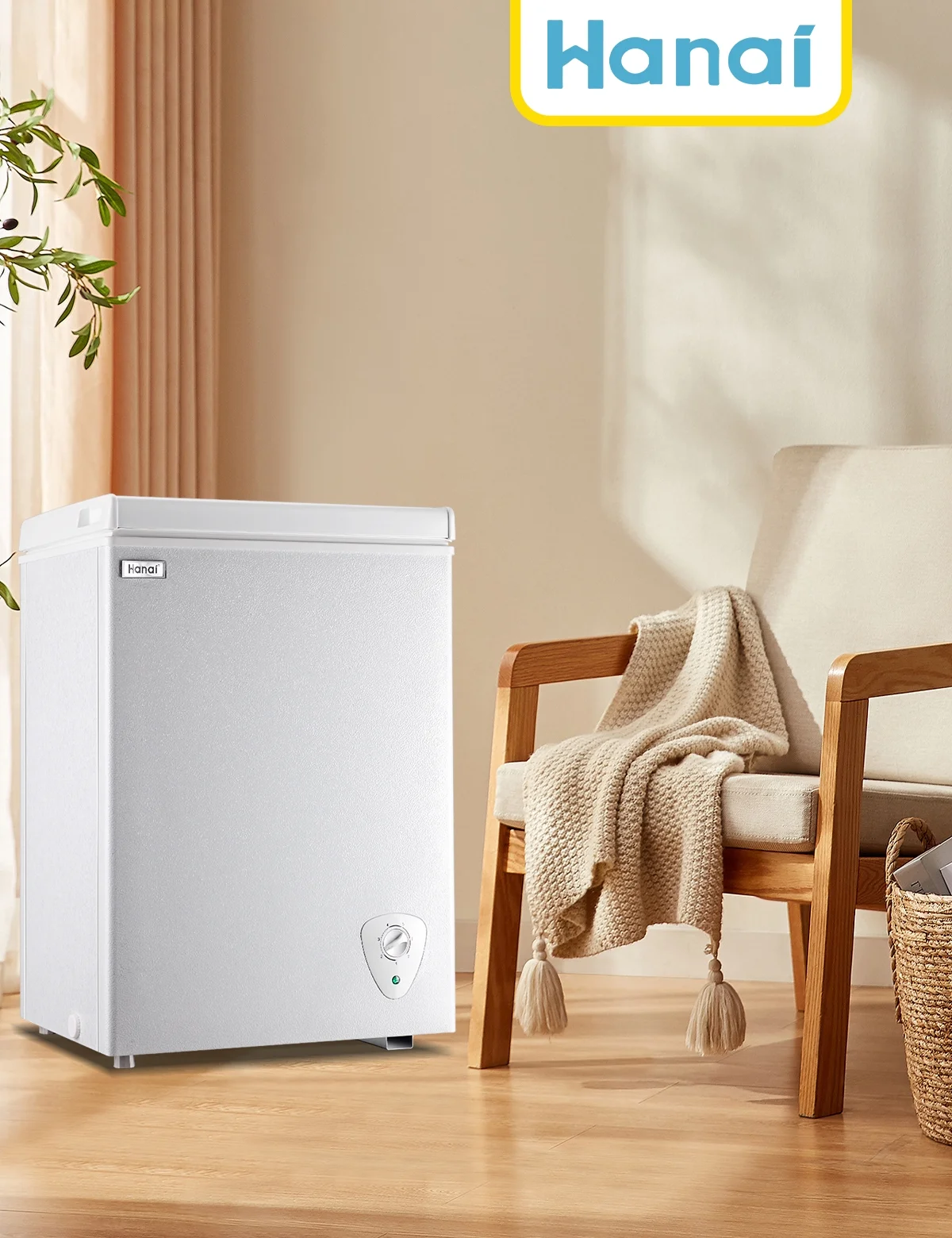 WANAI 3.5 Cu.ft Chest Freezer Small Deep Freeze with 7 Gears Temp Control Office Dorm Kitchen White