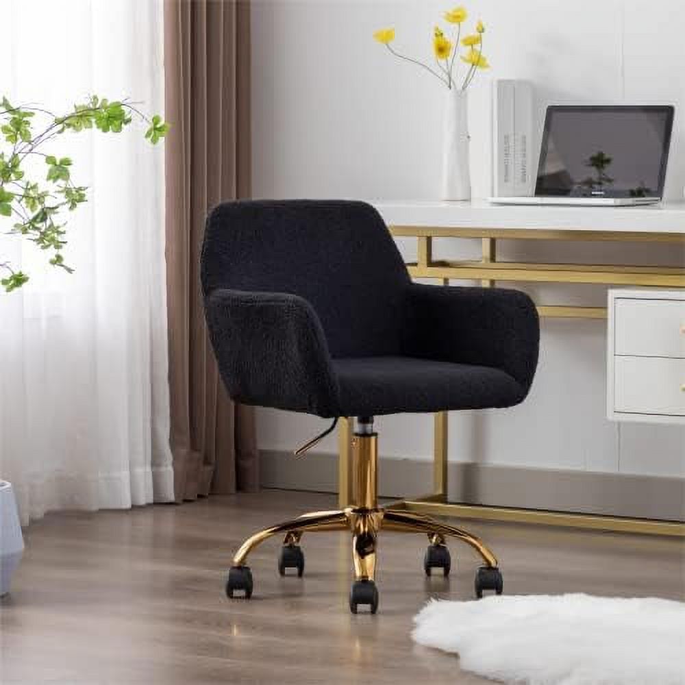 Modern Faux Fur Home Office Chair Height Adjustable, White Desk Chair Vanity Chair for Makeup Room, Rolling Desk Chairs with Wheels, Swivel Furry Cute Desk Chair for Teen Girls Women