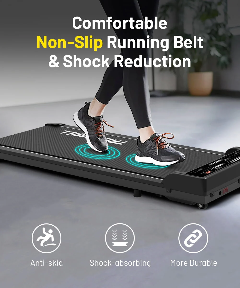 Walking Treadmill Under Desk Portable Walking Pad 265LBS 2.25HP for Home Office, Black