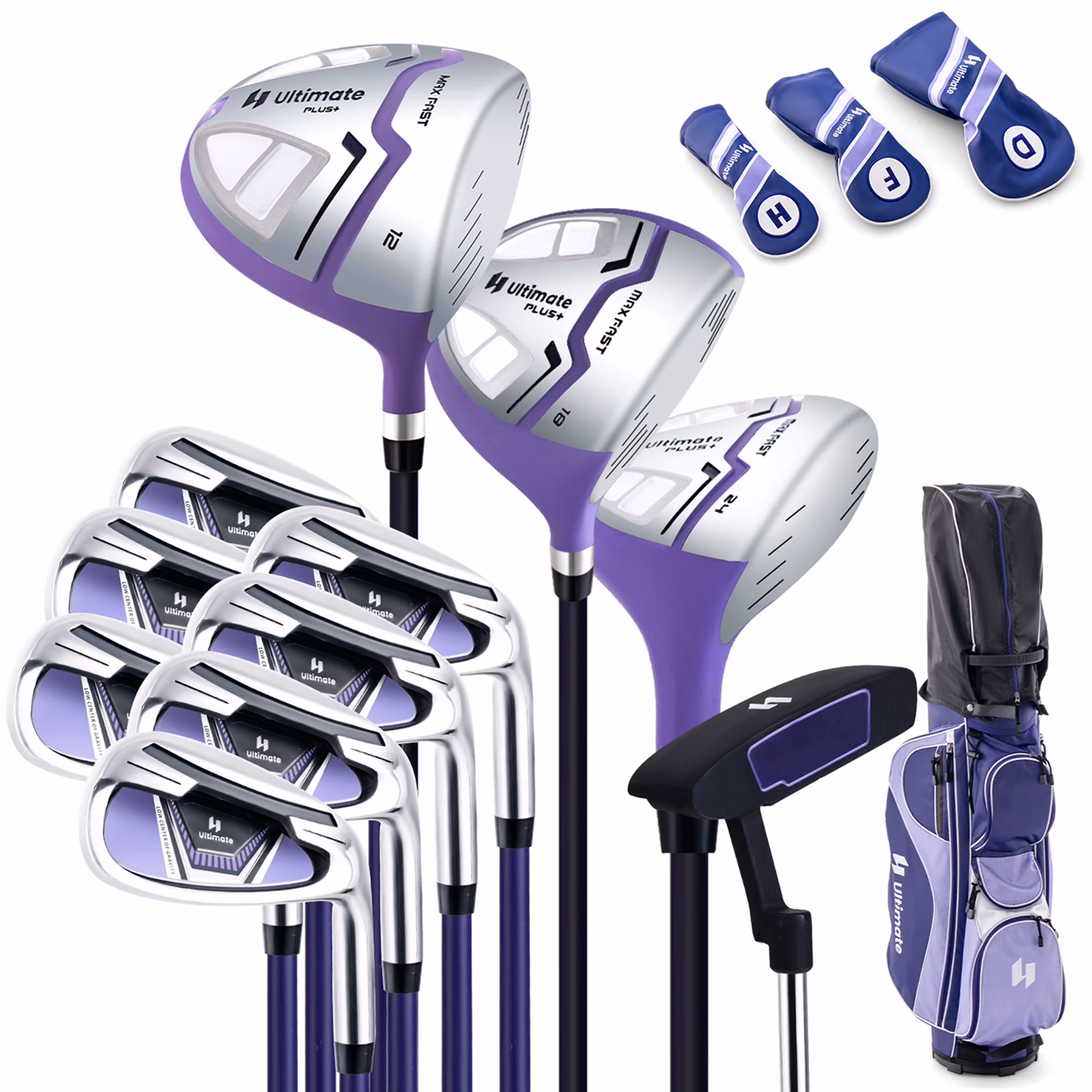 Ultimate Women��s Complete Golf Club Set Golf Club Package Set w/ Rain Hood, Right Hand Purple