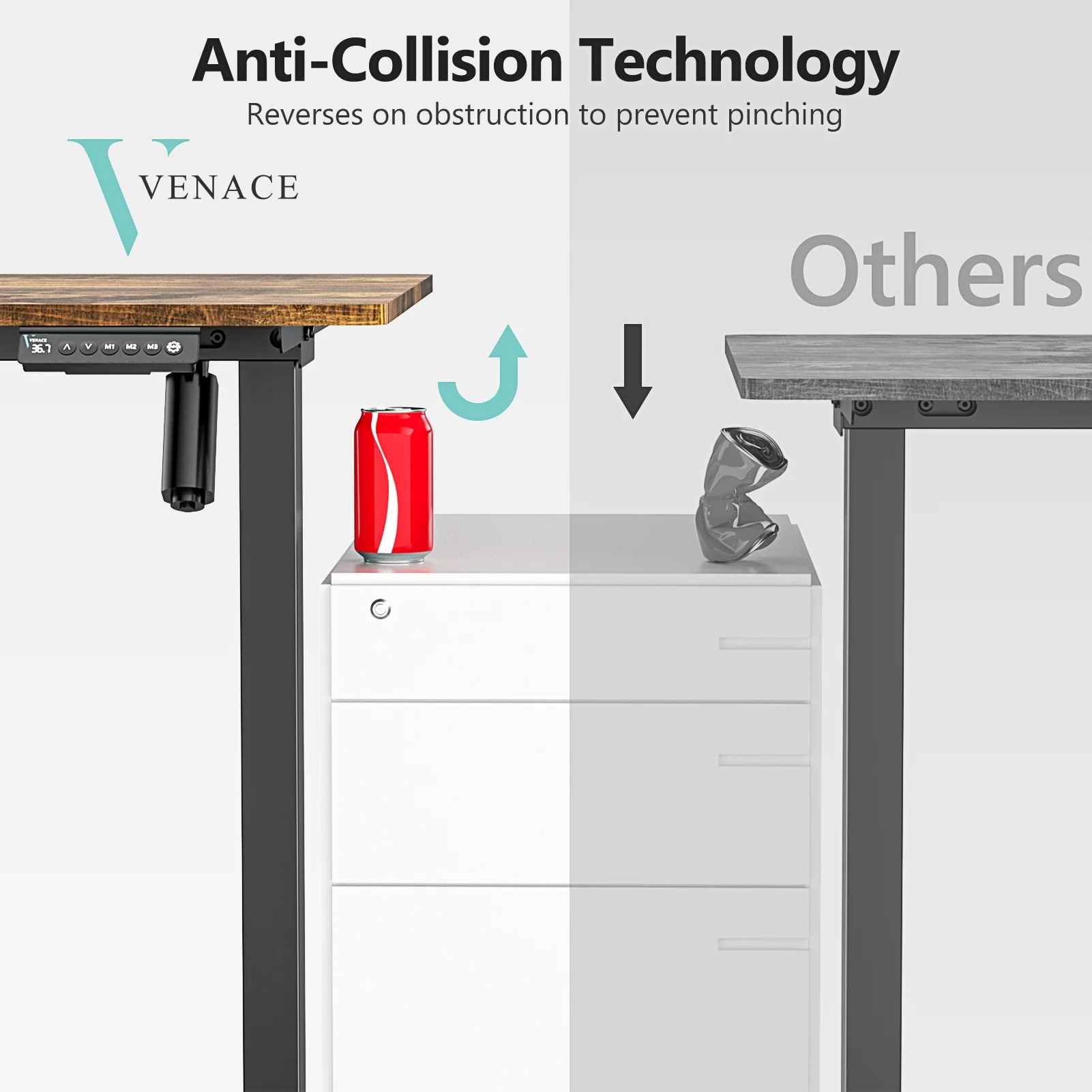 VVENACE Electric Standing Desk Height Adjustable Desk 48 inch 4 Memory Height Ergonomic Sit Stand up Desk for Home Office, White, 2 Split Boards