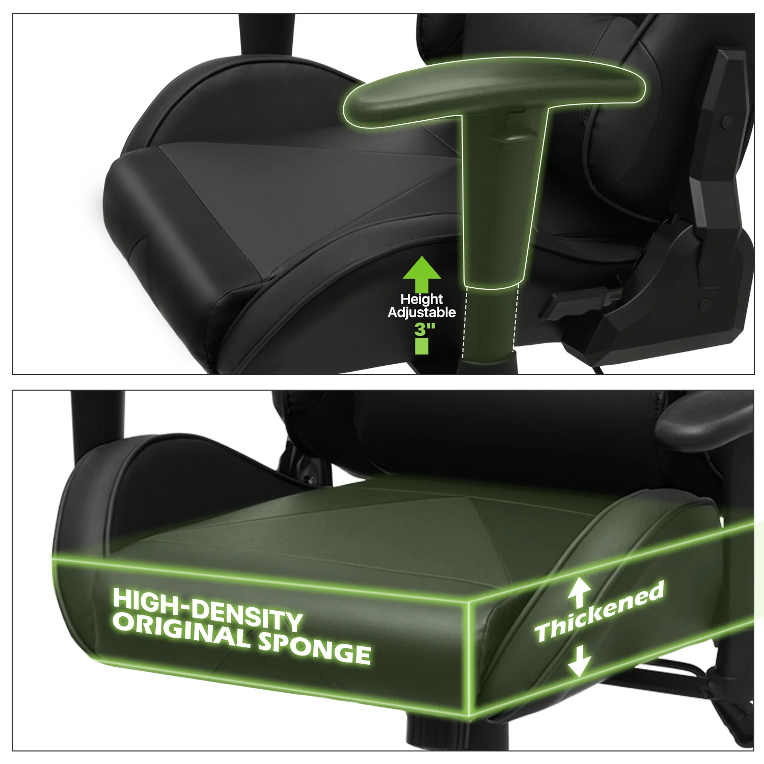 Magshion Ergonomic Gaming Chair, Comfortable Gaming Chair, Computer Chair Leather Desk Chair Adjustable Swivel Gaming Office Chair, Blue