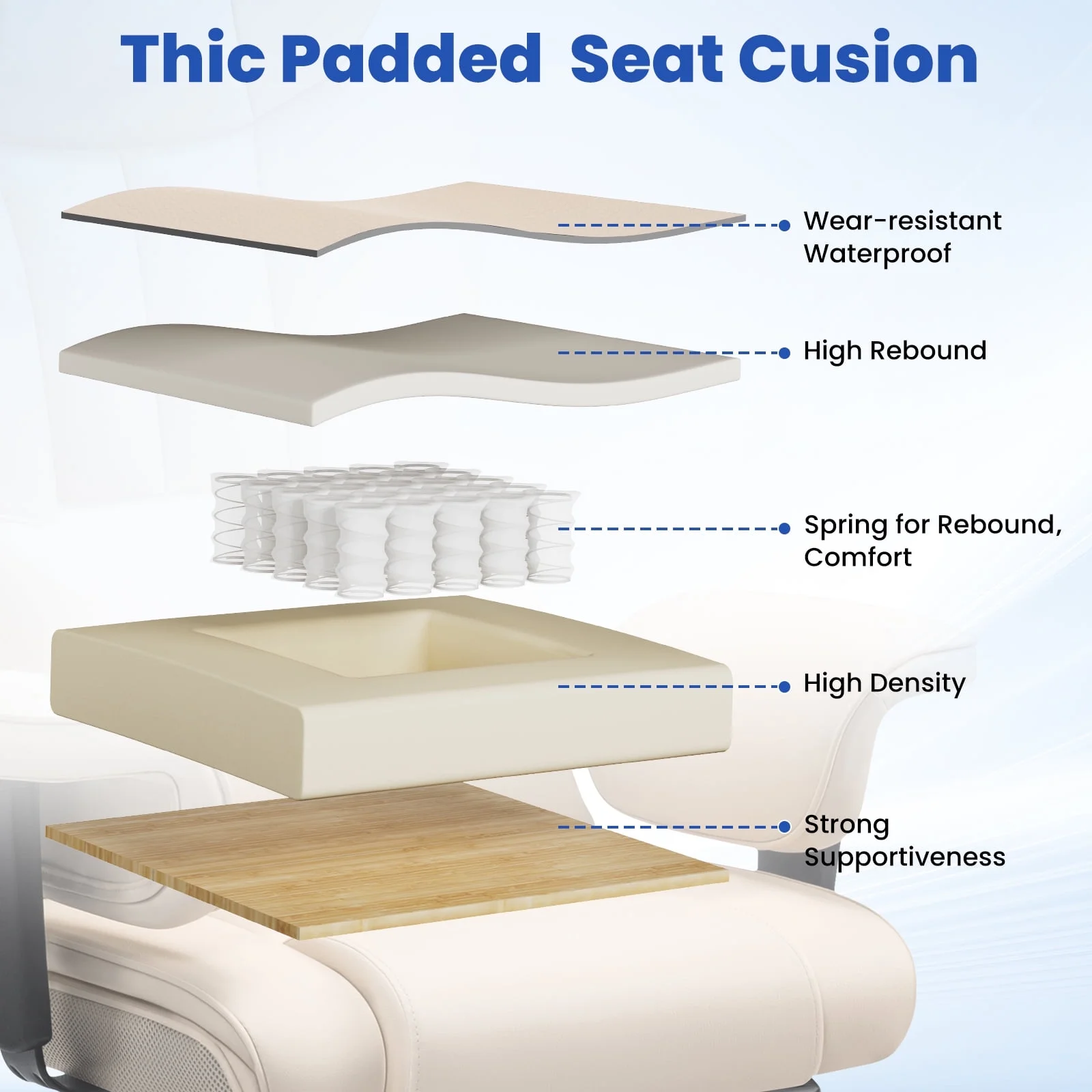 Hoffree Big and Tall Fabric Office Chair 450lbs, Executive Desk Chair with Massage Ergonomic  Computer Chair with Footrest Reclining Desk Office Chair with Lumbar Support for Home Office