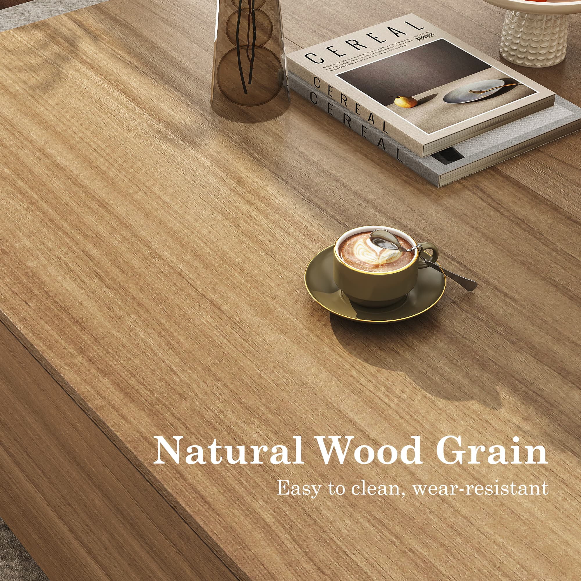 Blotout Square Coffee Table with 2 Large Drawers, 43