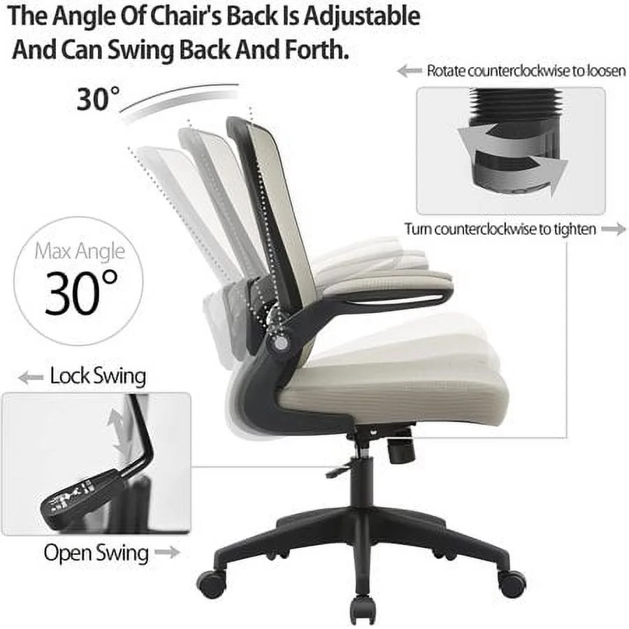 COOLHUT Ergonomic Office Chair, 400LBS Task Chair, Comfort Desk Chair with Adjustable Lumbar Support and Flip up Arms, Black