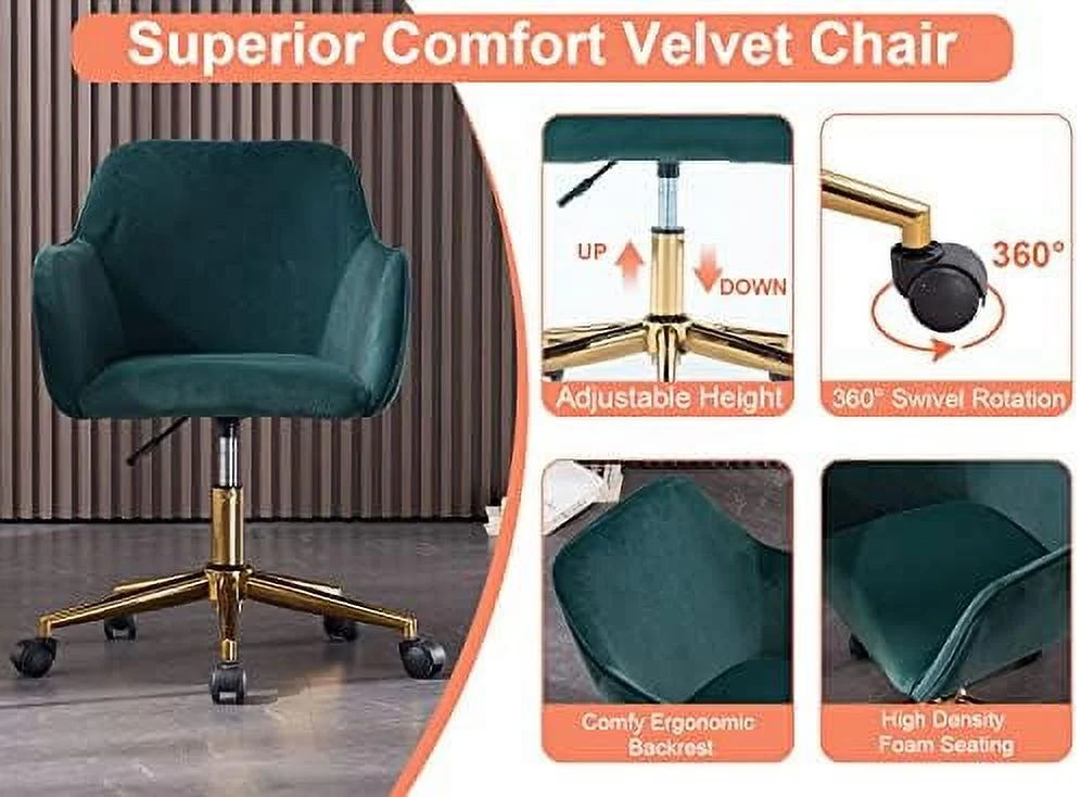 Modern Faux Fur Home Office Chair Height Adjustable, White Desk Chair Vanity Chair for Makeup Room, Rolling Desk Chairs with Wheels, Swivel Furry Cute Desk Chair for Teen Girls Women