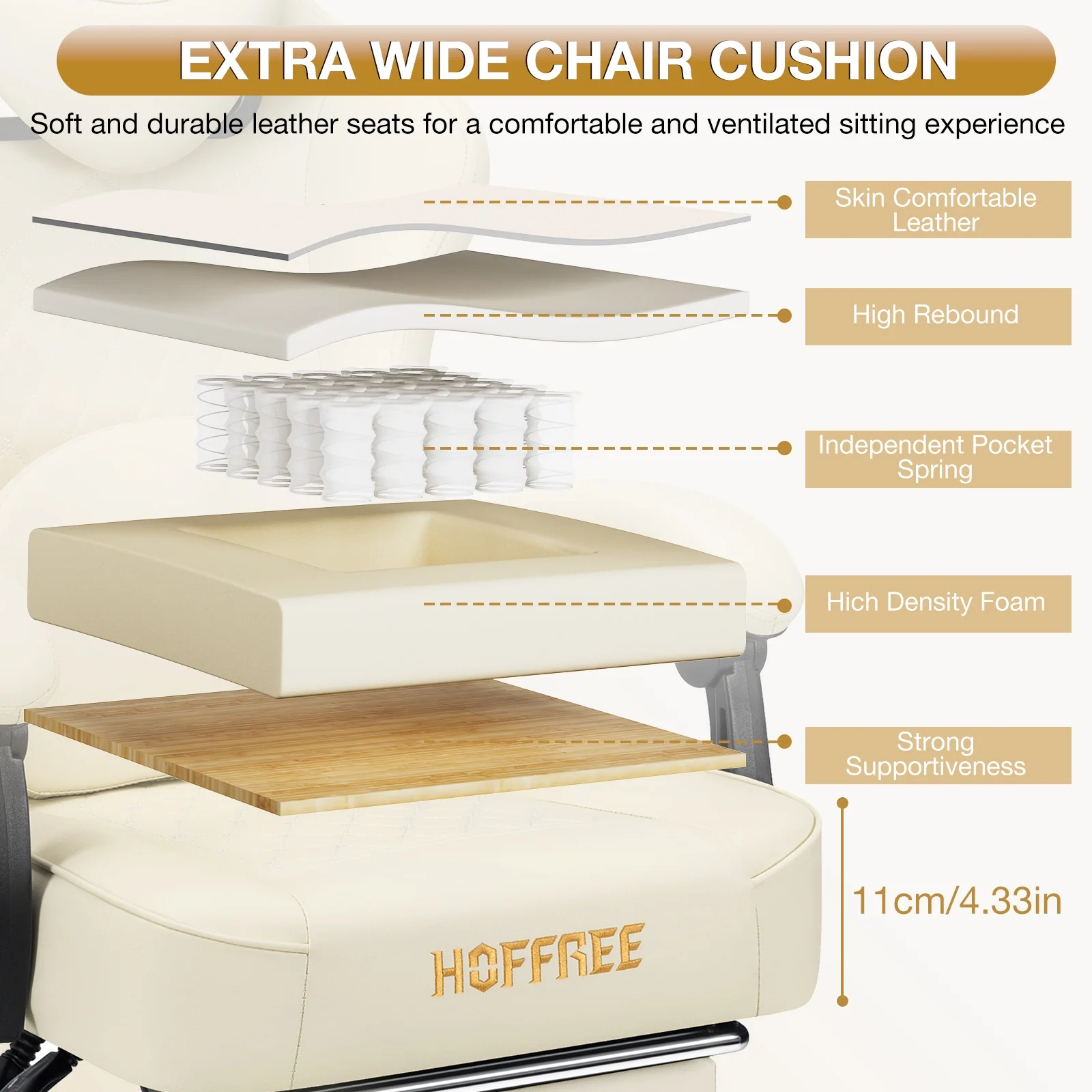 Hoffree Gaming Chair with Speakers PU Gamer Chair with footrest and massage Egonomic Computer Game Chair with Headrest and Lumbar Support for Adults and Office Gaming, 440 LBS