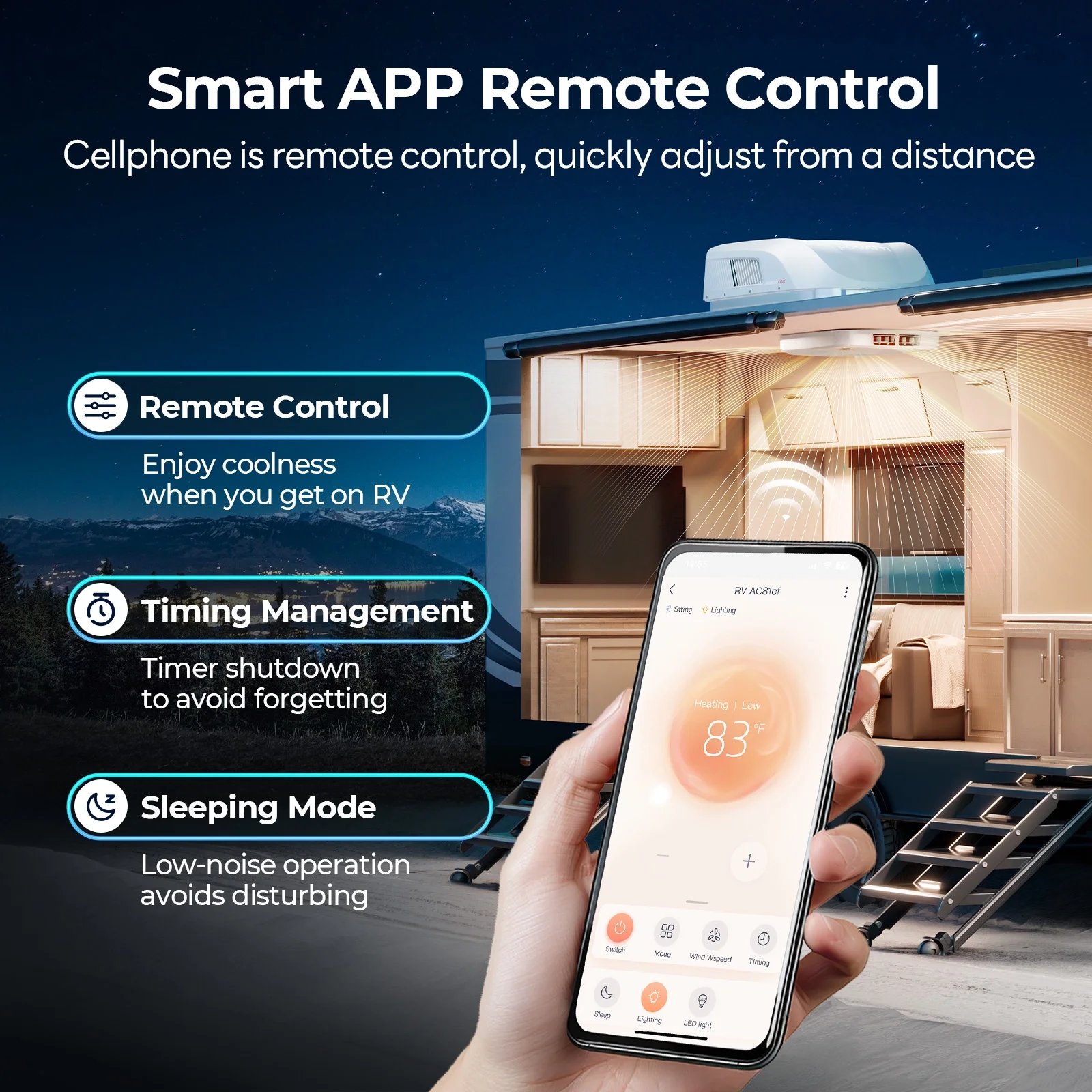 RV Air Conditioner 13500 BTU Rooftop AC Unit, Instacool with R32 Refrigerant & Wired Controller