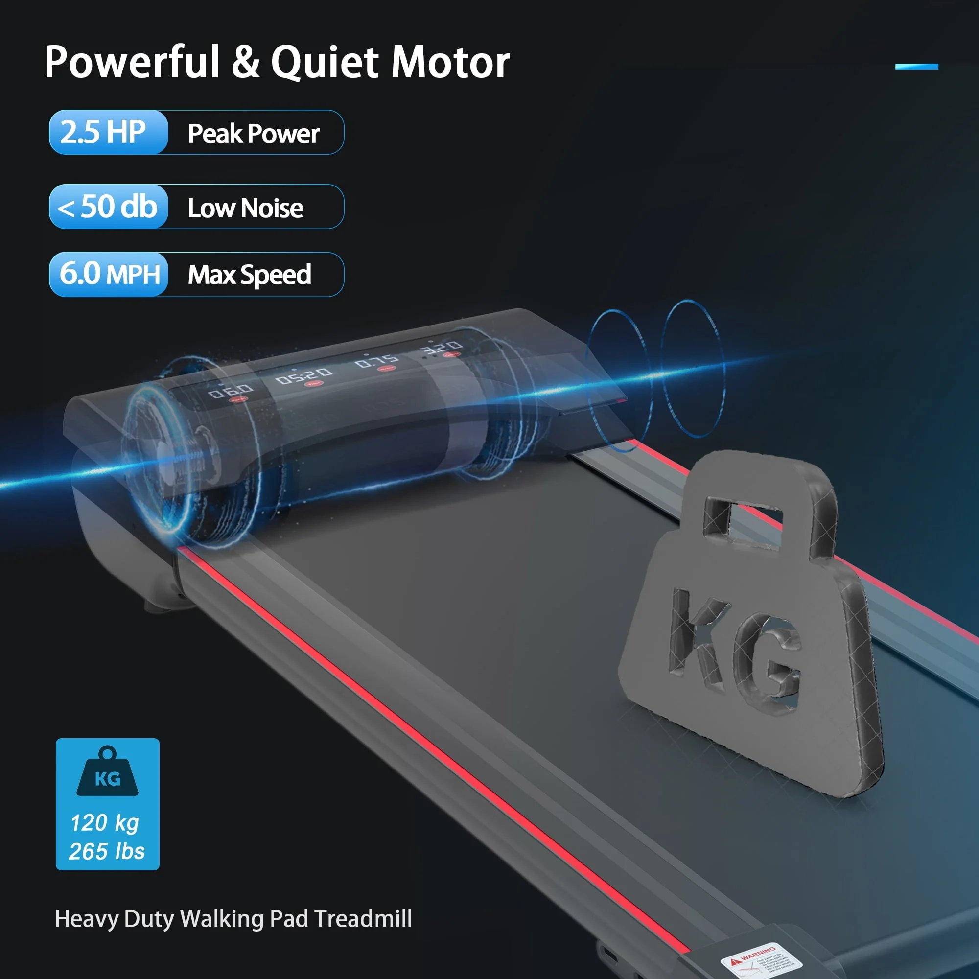 Elitezip Portable Jogging Treadmill with Walkingpad, Exercise Mini Treadmill for Home Office, Cardio Runner Machine, 2.5 Hp, 265 Lbs Weight Capacity, Electric Treadmills, Space Saving, Red