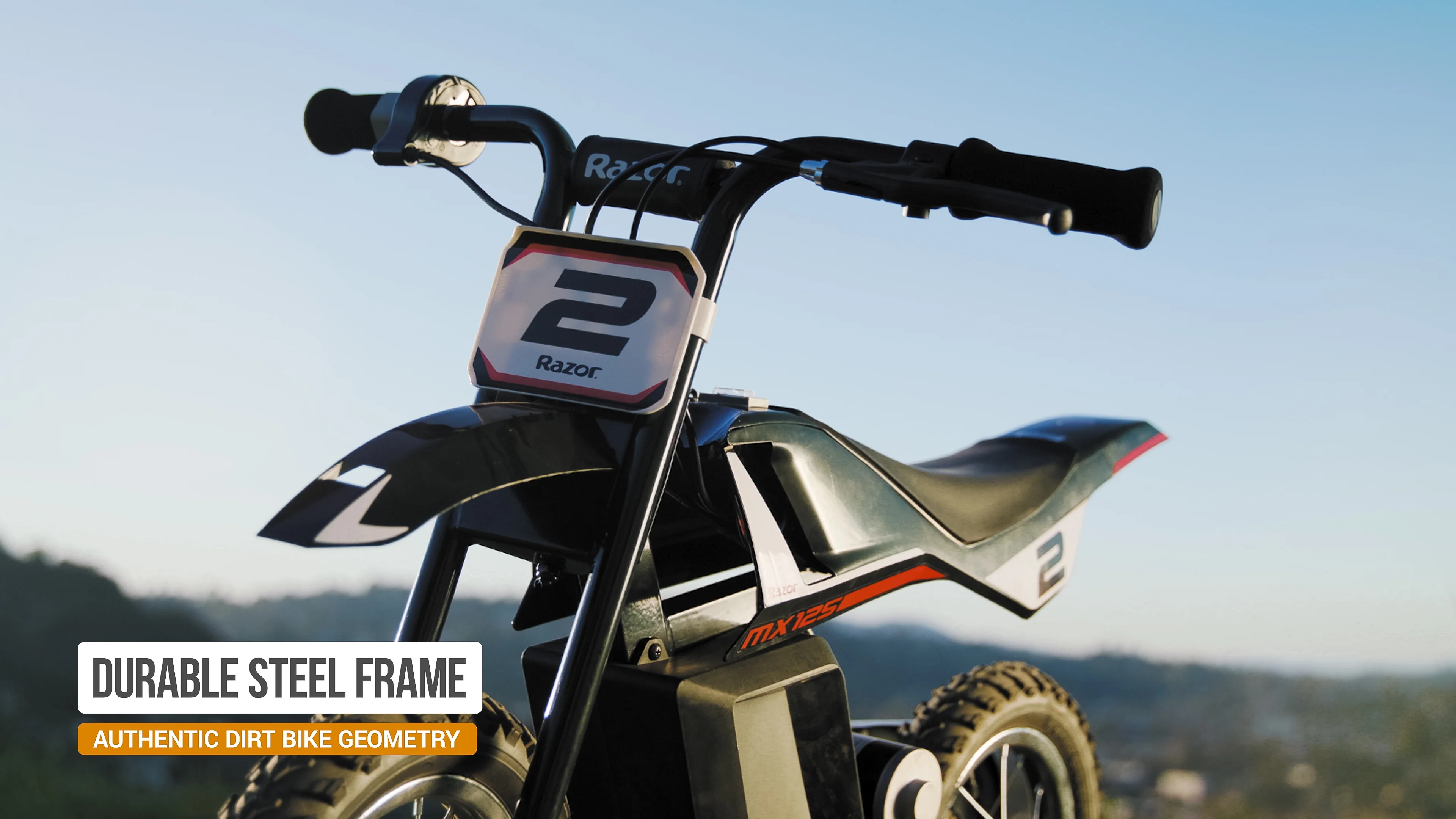 Razor Dirt Rocket MX125 Electric-Powered Dirt Bike - Black with Decal Included, for Child 5+