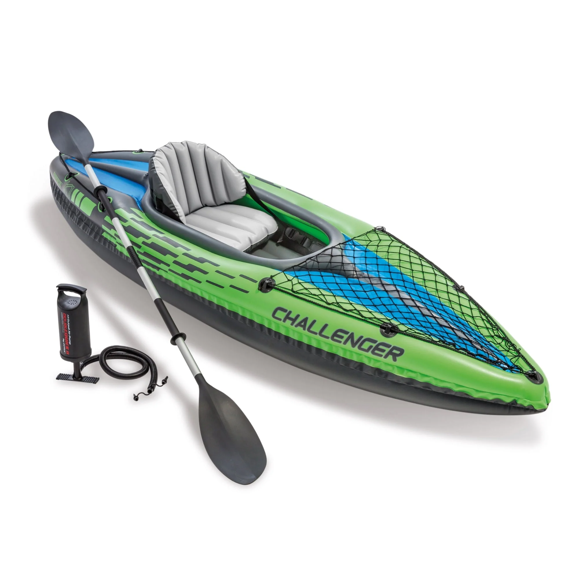 Intex Challenger K1 Inflatable Single Person Kayak Set and Accessory Kit w/ Pump