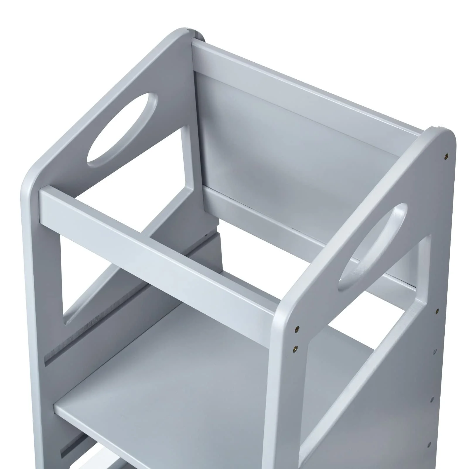 Furvclv Toddler Kitchen Stool Helper, Kids Kitchen Step Stool Baby Standing Tower Wood with Safety Rail, Child Montessori Stool for Kitchen Counter & Sink, Learning Tower for Toddlers 1-3