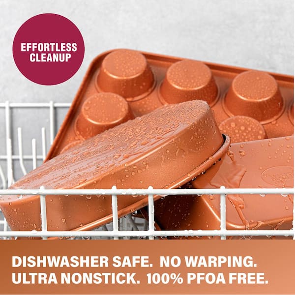 Hammered Copper 17-Piece Aluminum Nonstick Cookware Set