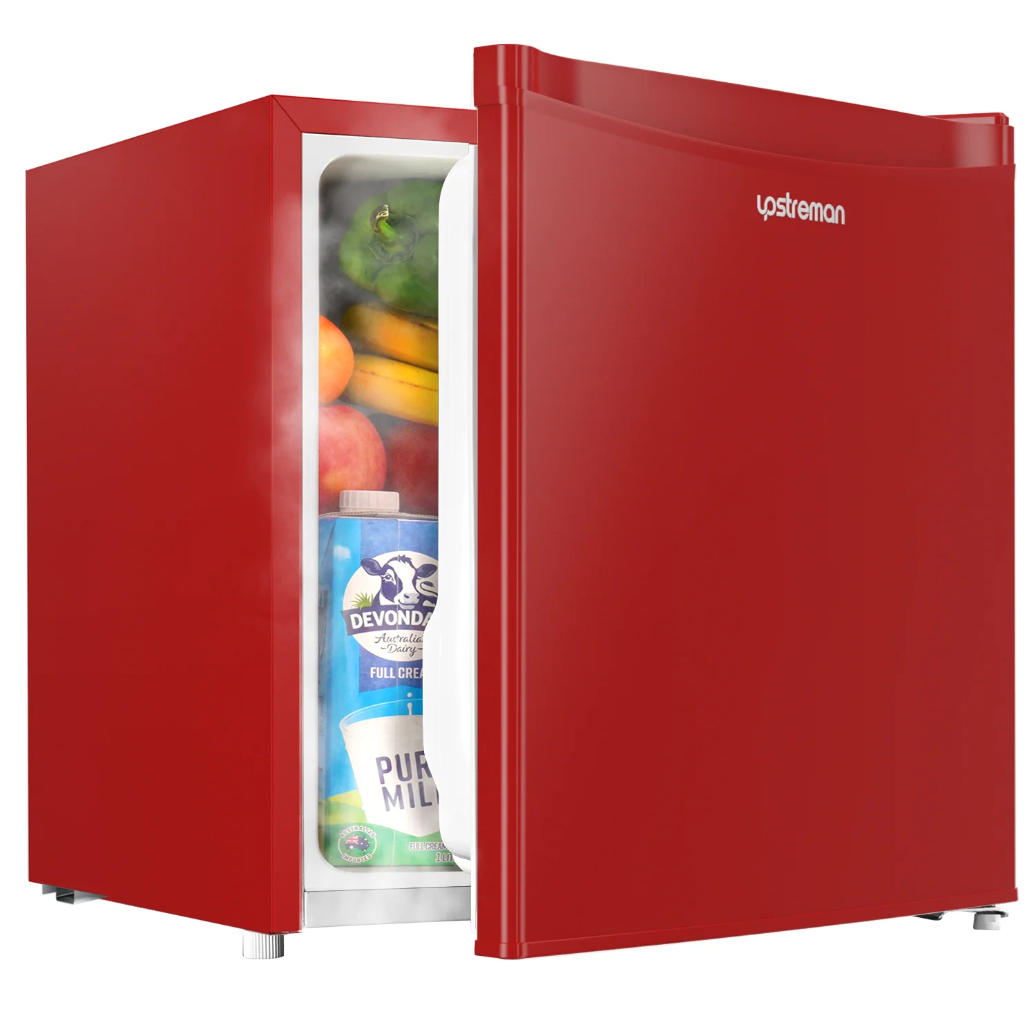 Upstreman 1.7 Cu ft Mini Fridge with Freezer Single Door Compact Refrigerator, Low Noise, Energy Saving, Adjustable Temperature, Reversible Door, for Home Office Dorm, Black FR17