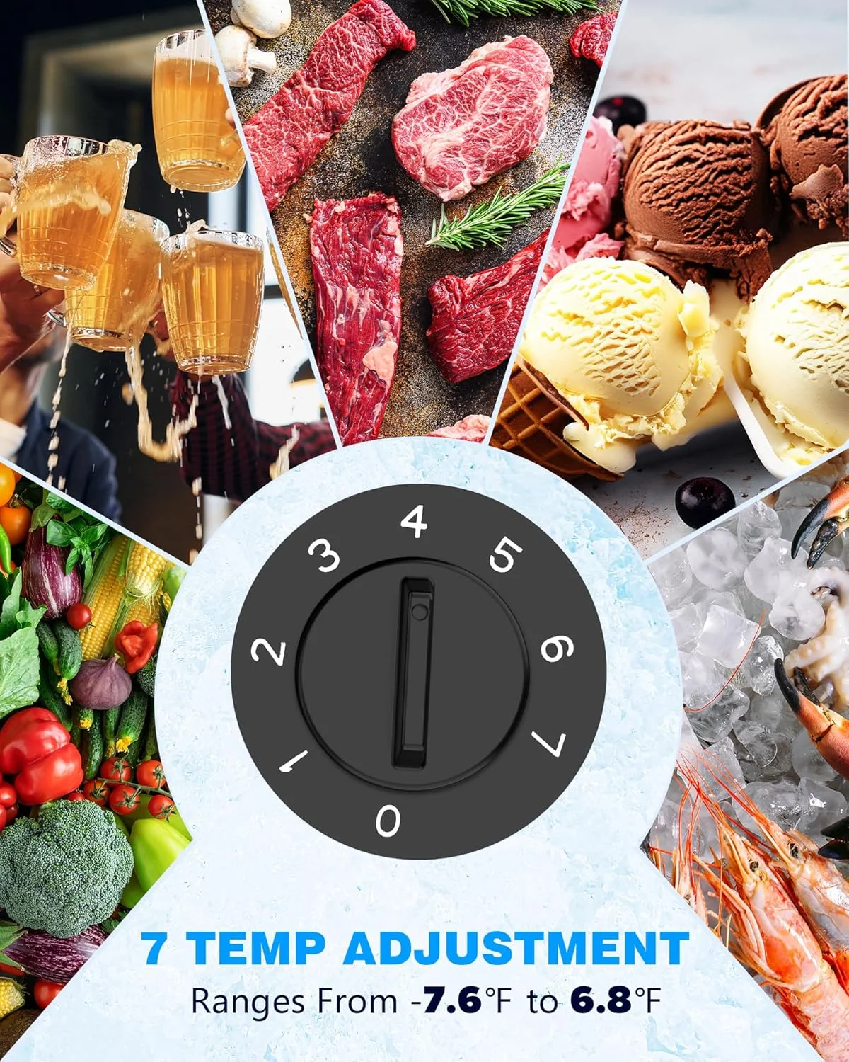 WAA 1.8 cu.ft. Chest Freezer Free Standing Top open Door Deep Compact Freezer Suitable for Home/RV/Kitchen/Office Black