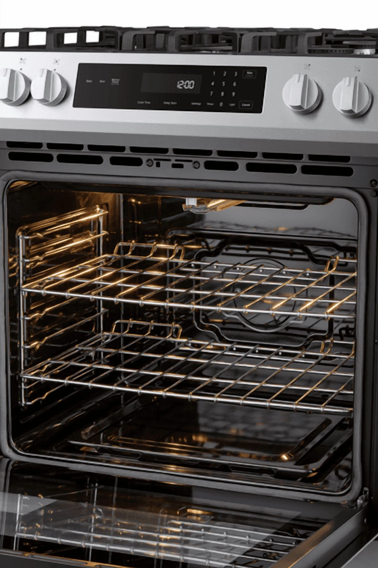 Kenmore 5.6 Cu. Ft. Front-Control 5 Burner Gas Range with Oven, Storage Drawer, Large Window, Dishwasher Safe Cast Iron Grates