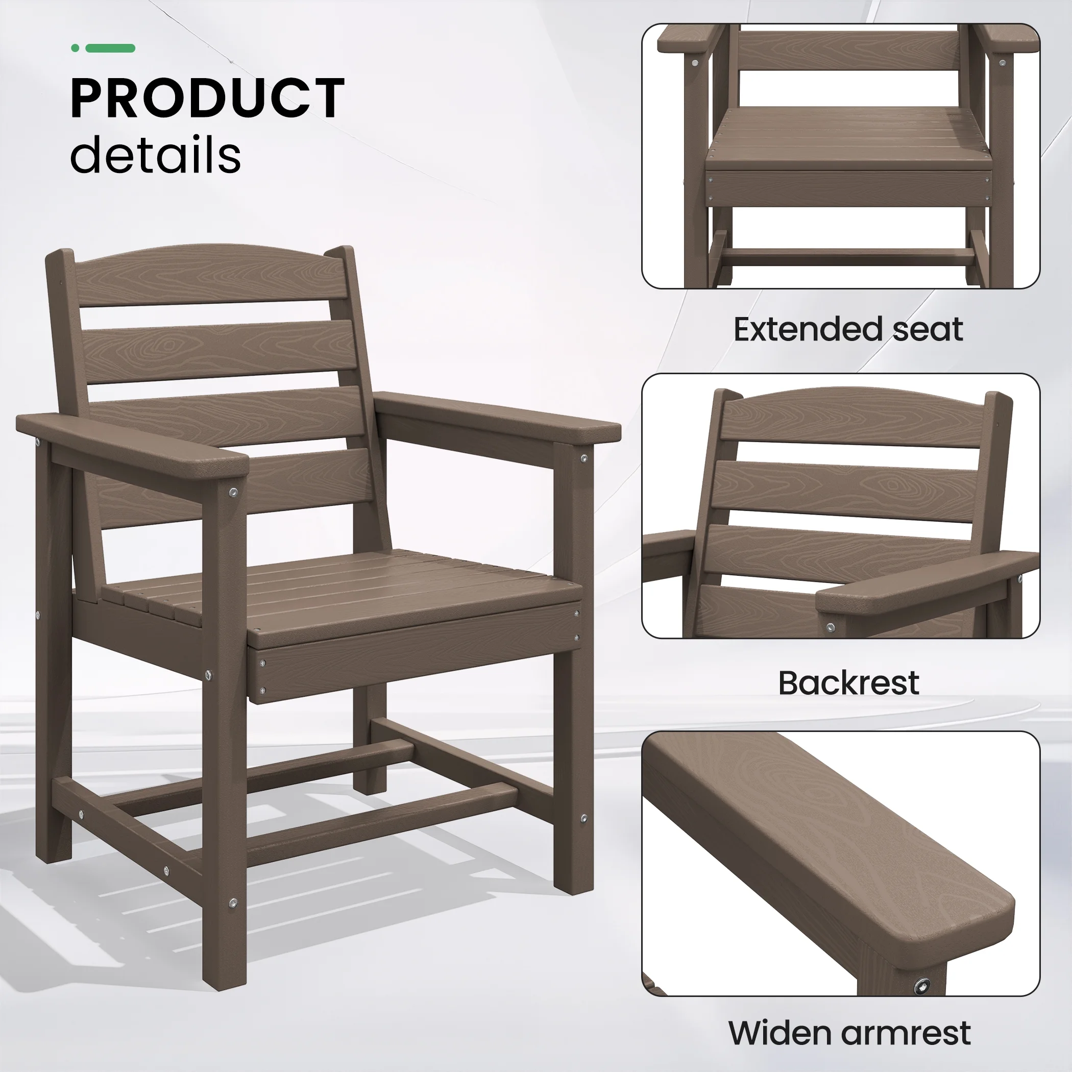 SERWALL Outdoor HDPE Dining Table Set, 7-Piece Outdoor Dining Table Sets with Umbrella Hole, Grey