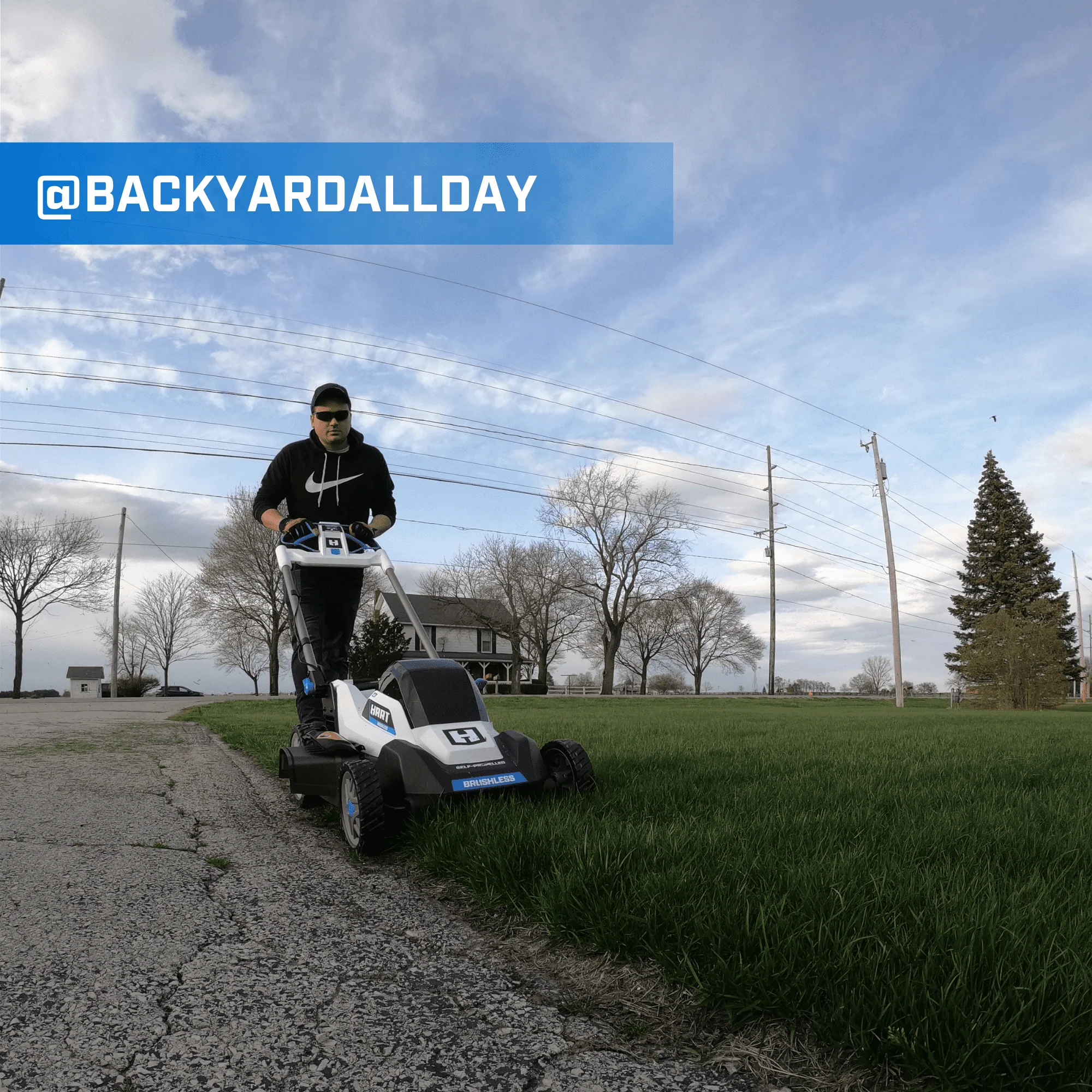 HART 40-Volt 20-inch Self-Propelled Battery-Powered Brushless Mower Kit, (1) 6.0Ah Lithium-Ion Battery