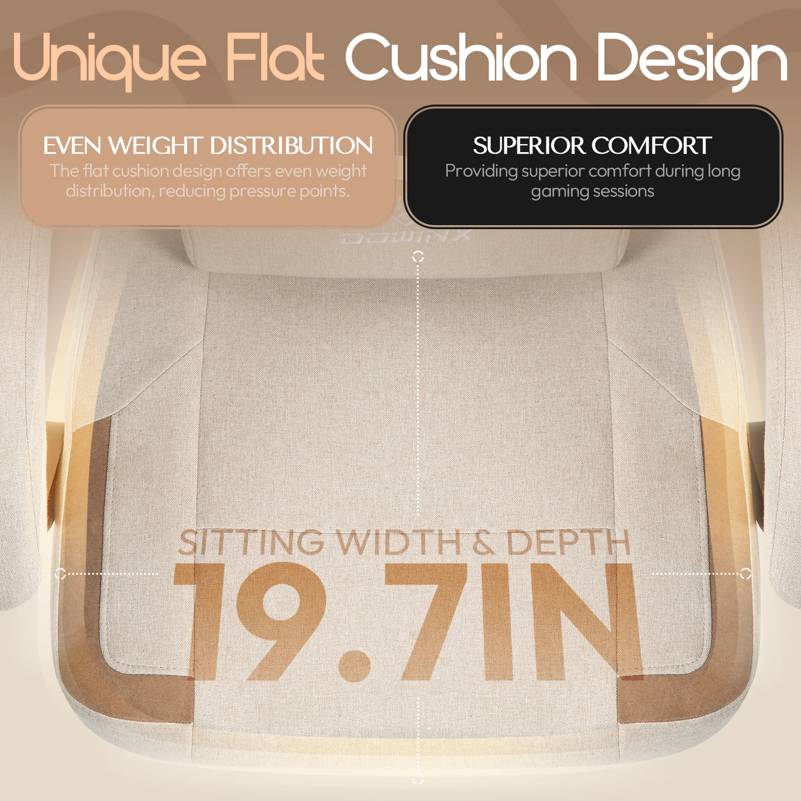 GOOSEA Fabric Gaming Chair with Pocket Spring Cushion, Breathable Computer Chair with Massage Lumbar Support and Footrest, High Back Office Chair for Adults, 300lbs, Grey