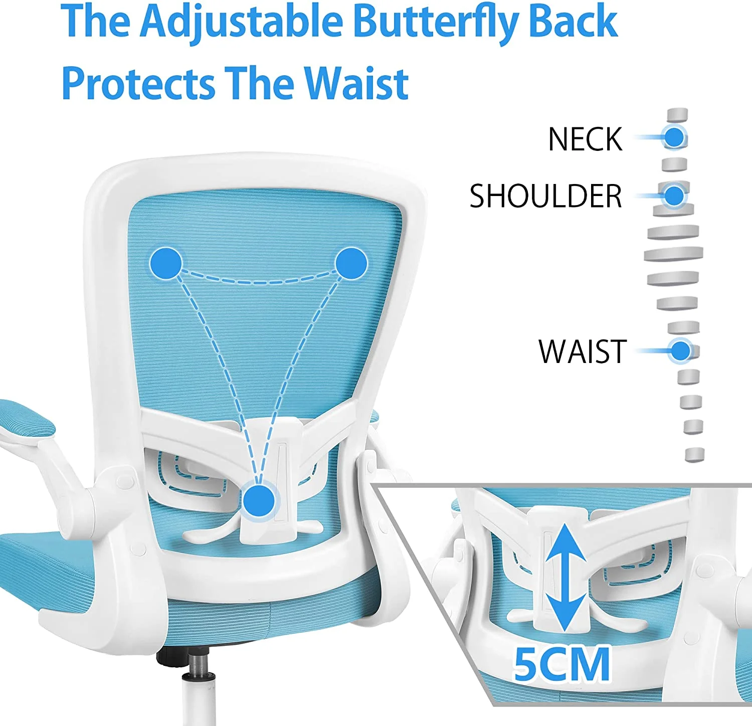 COOLHUT Ergonomic Office Chair, 400LBS Task Chair, Comfort Desk Chair with Adjustable Lumbar Support and Flip up Arms, Black