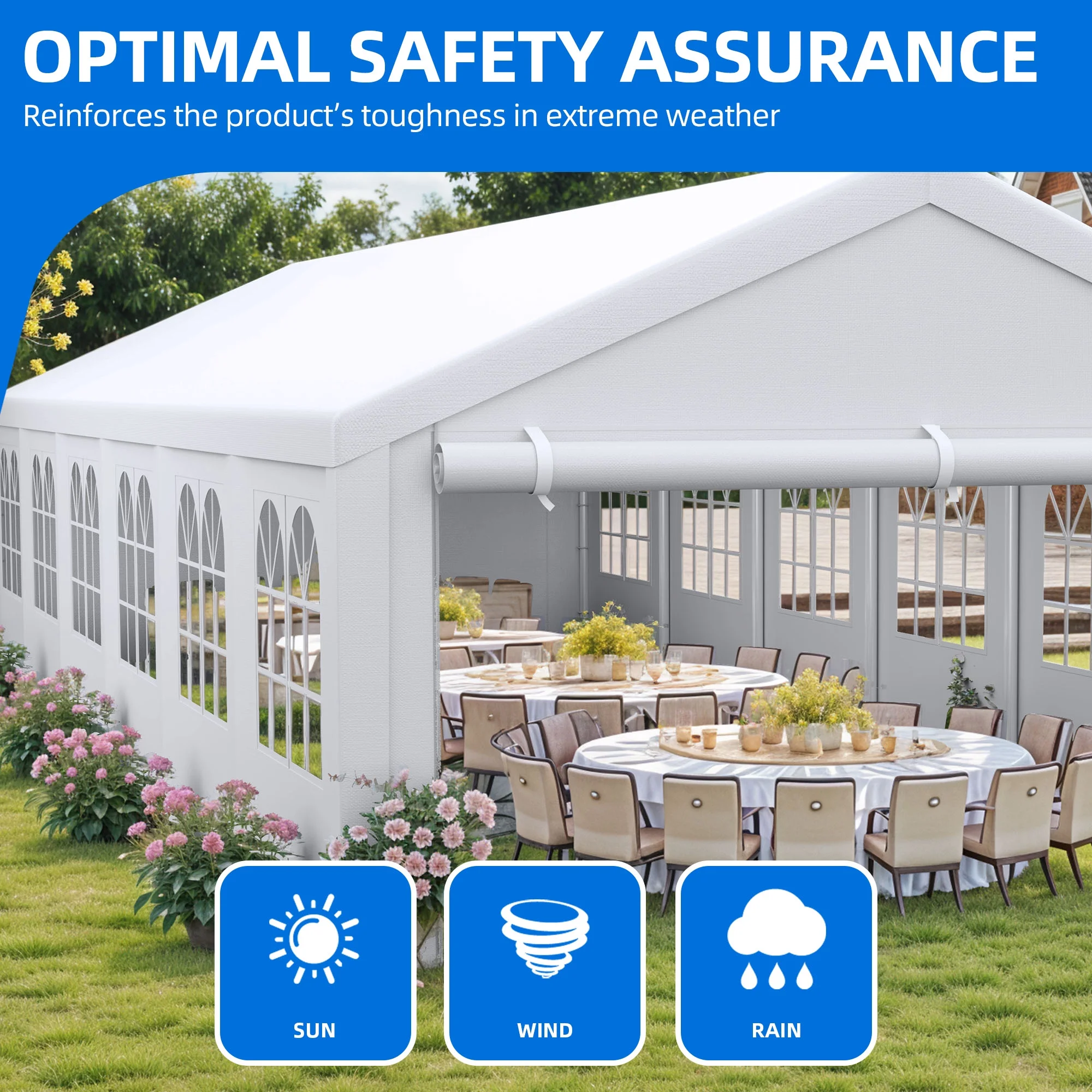 Dextrus 20' x 40' Heavy Duty Gazebo with Reinforced Triangular Column Outdoor Party Tent Canopy Event Shelters Upgraded Galvanized Carport with Removable Sidewall Windows for Commercial, Part