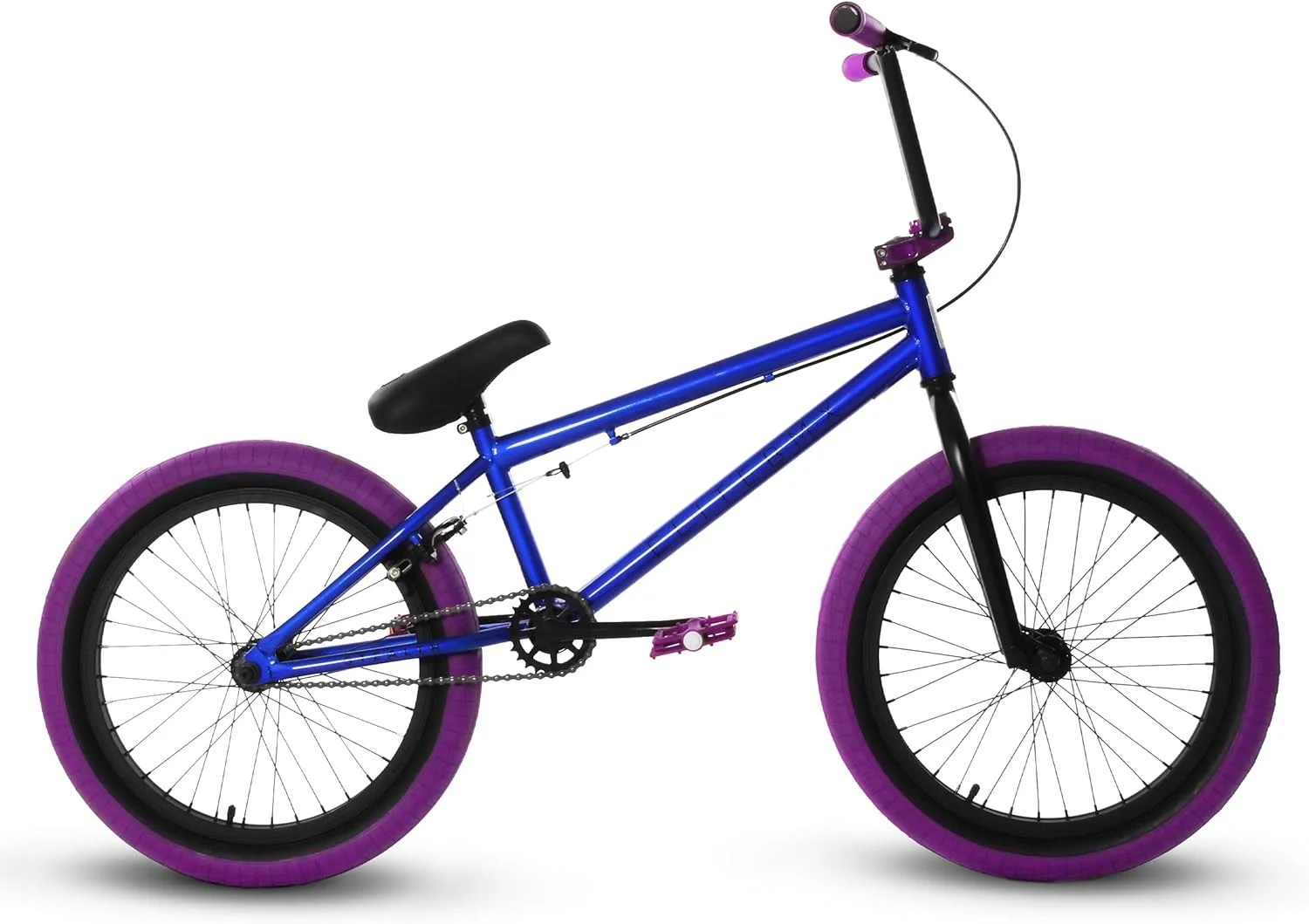 Elite BMX Bicycle 20�� Freestyle Bike - Stealth Blue Purple Ideal for Ages 7 to 18 Years
