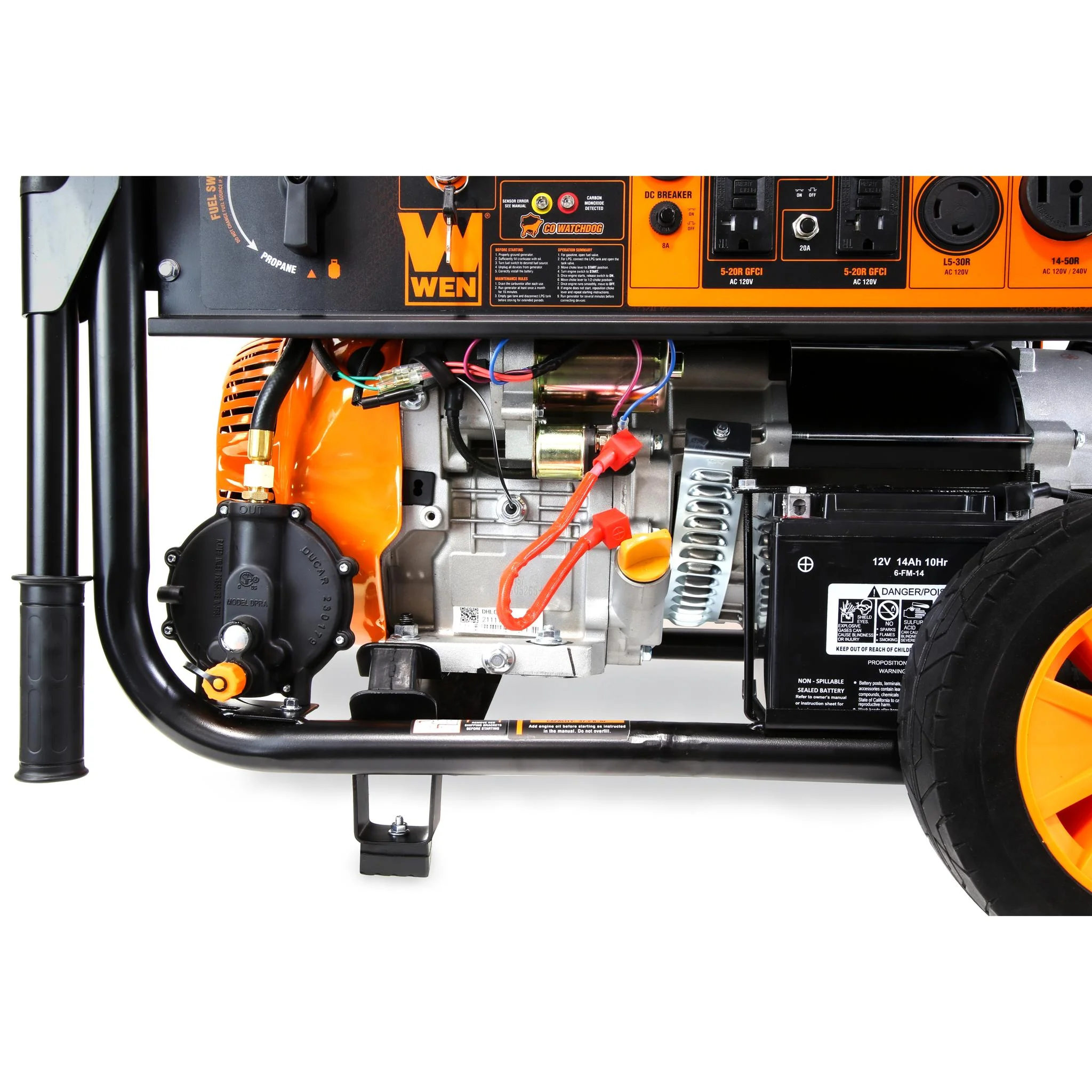 WEN 11,000-Watt 120V/240V Dual Fuel Portable Generator with Wheel Kit, Electric Start, and CO Watchdog (DF1100X)