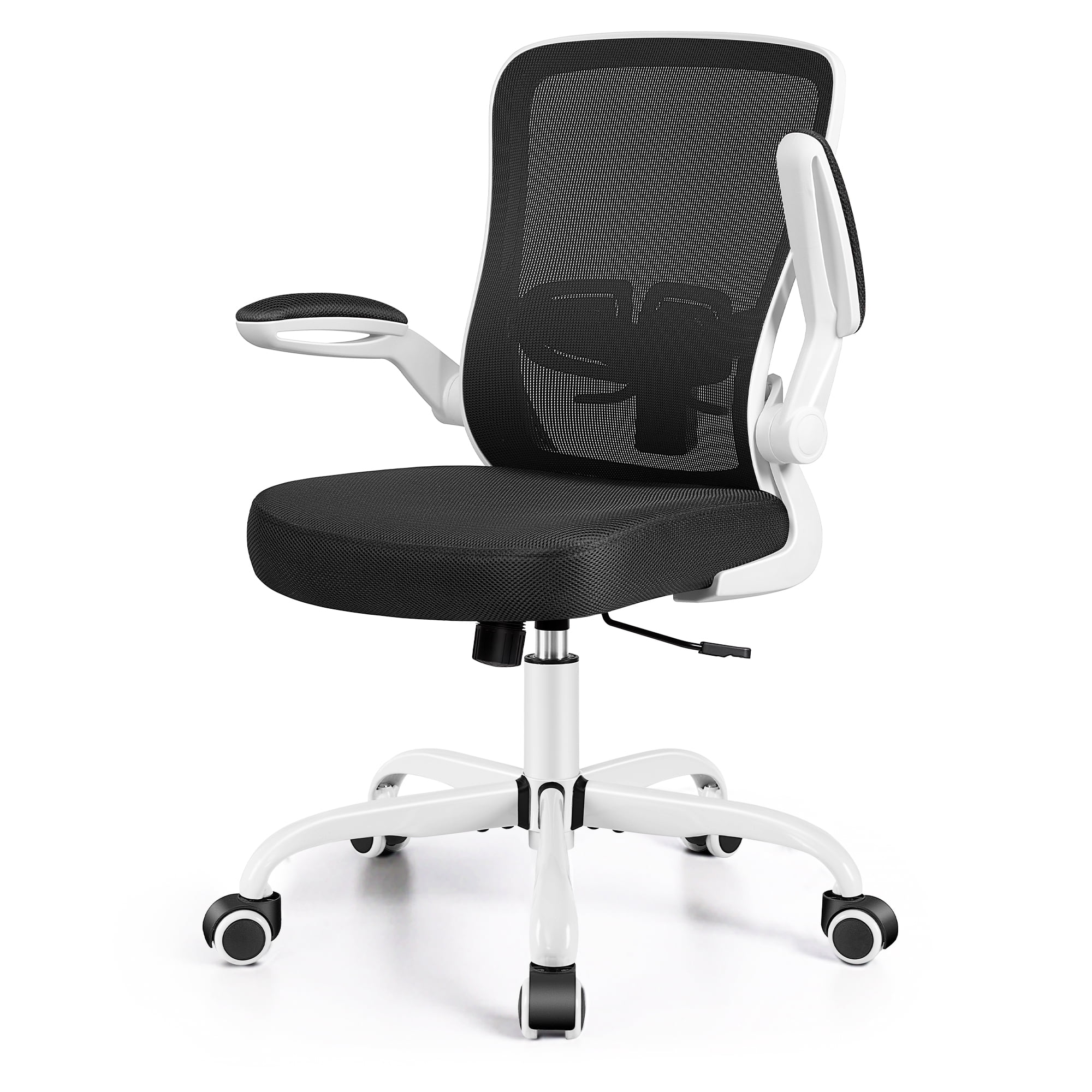 COOLHUT Ergonomic Office Chair, 400LBS Task Chair, Comfort Desk Chair with Adjustable Lumbar Support and Flip up Arms, Black