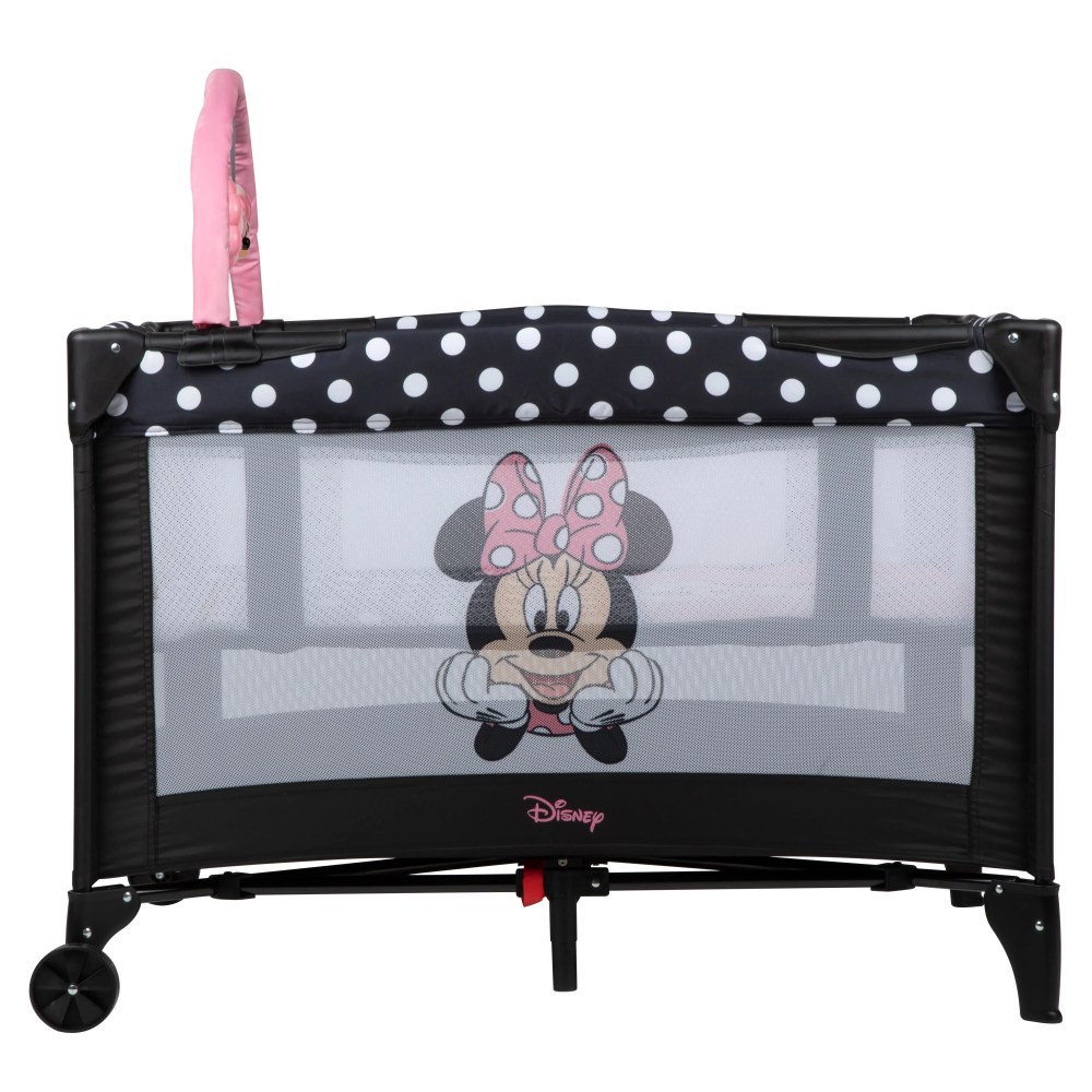 Disney Baby 3D Ultra Baby Play Yard with Bassinet and Toy Bar. Peeking Minnie