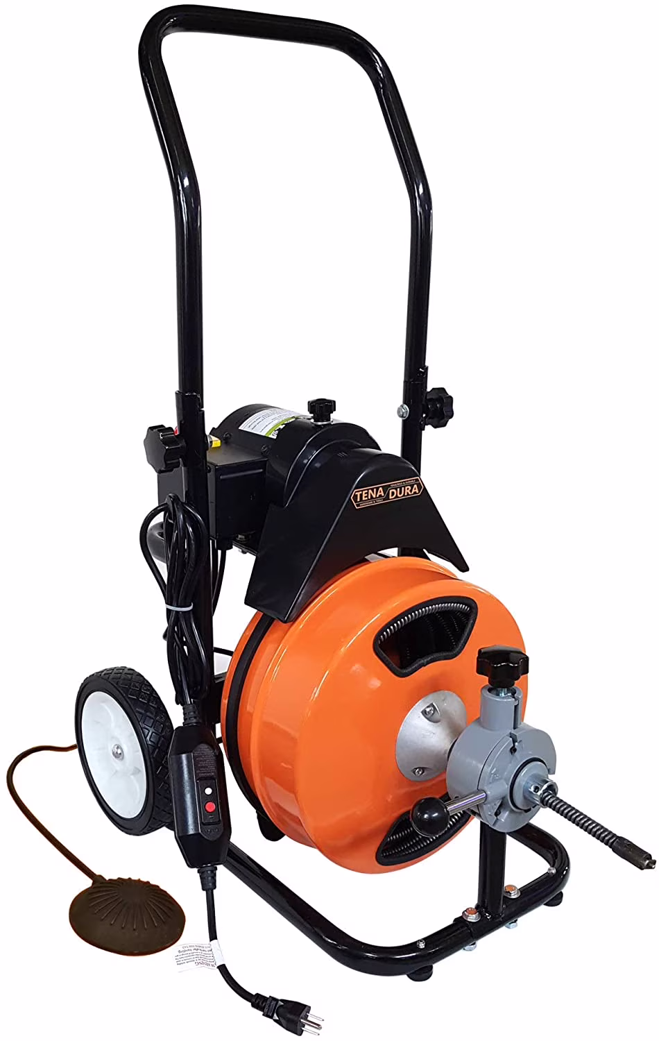 TENADURA Drain Snake Sewer Machine ?�� X 50�� Electric Drain Cleaner Power Auto Feed 5 Cutters