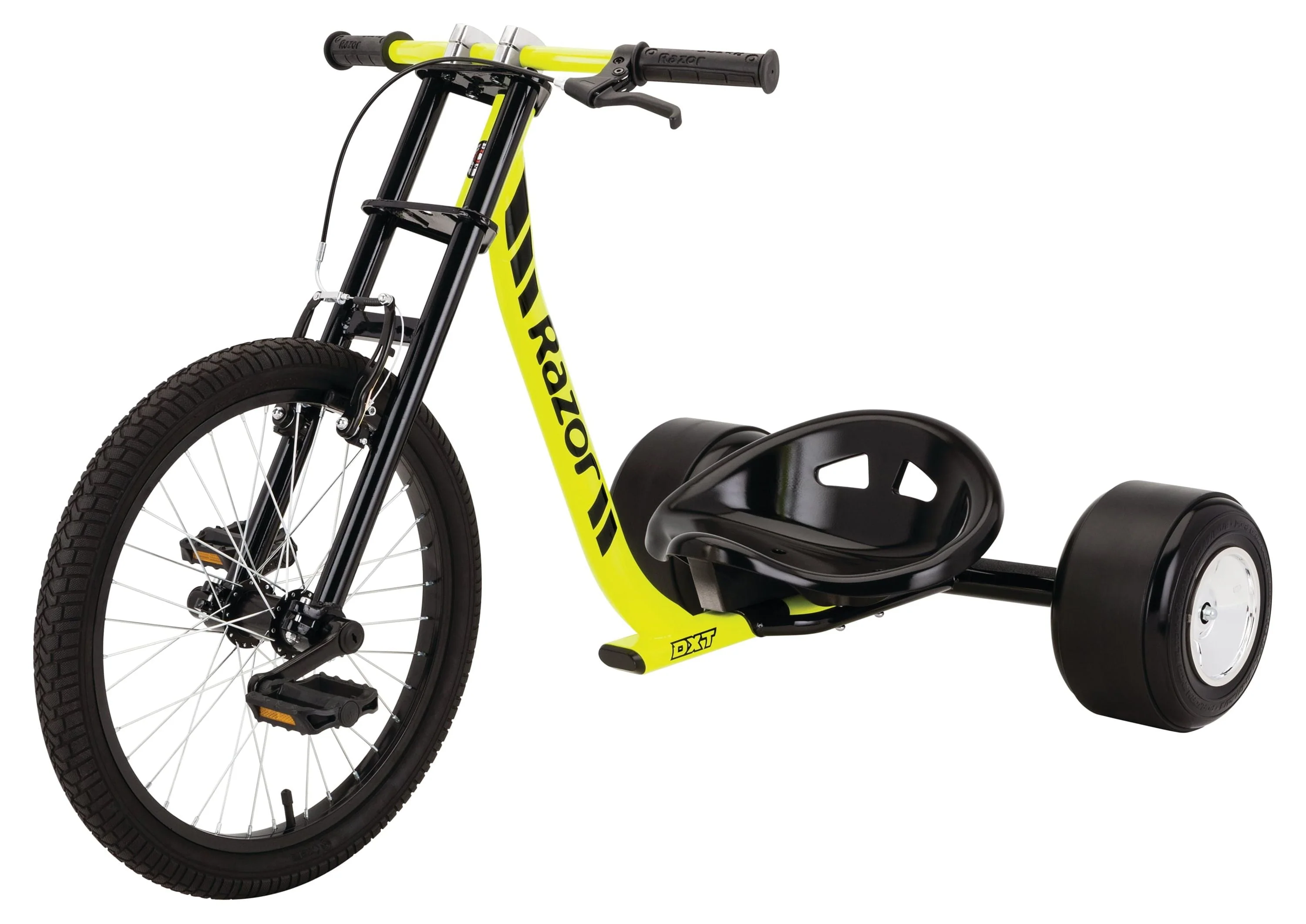 Razor DXT Drift Trike - Black/Yellow, Steel Frame and Moto Style, Tricycle, Construction, 3-Wheeled Drifting Ride On Tricycle for Teens and Adults, Unisex