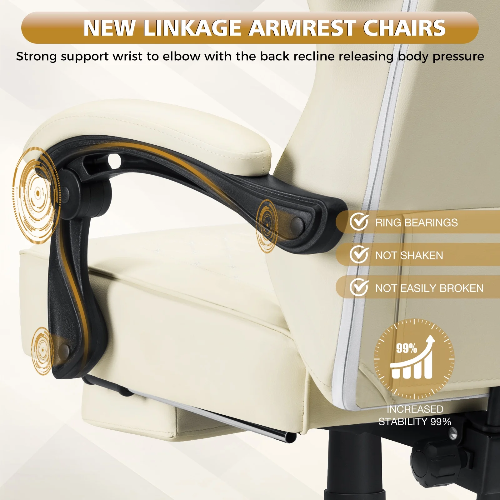 Hoffree Gaming Chair with Speakers PU Gamer Chair with footrest and massage Egonomic Computer Game Chair with Headrest and Lumbar Support for Adults and Office Gaming, 440 LBS