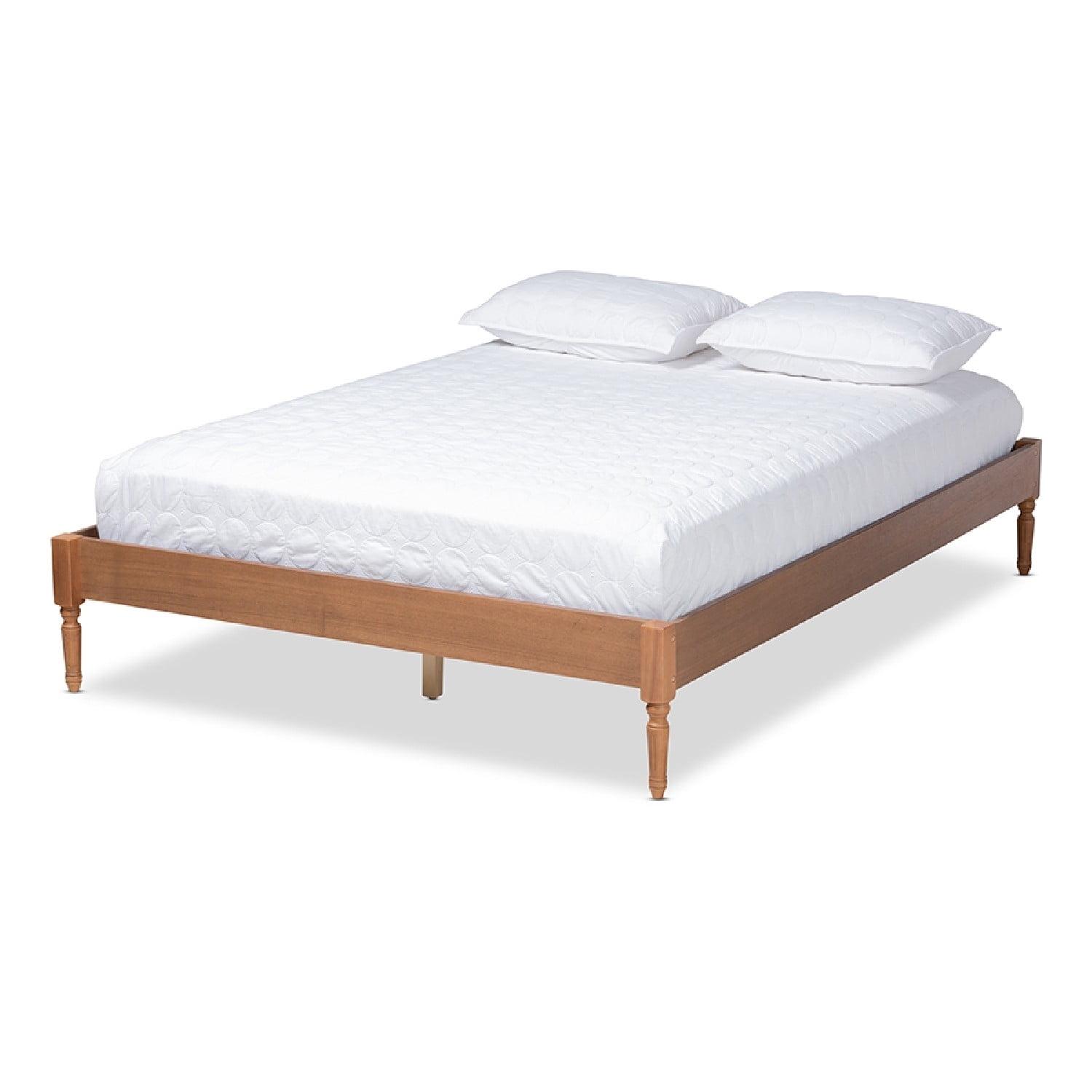 Baxton Studio Colette French Bohemian Ash Walnut Finished Wood Queen Size Platform Bed Frame