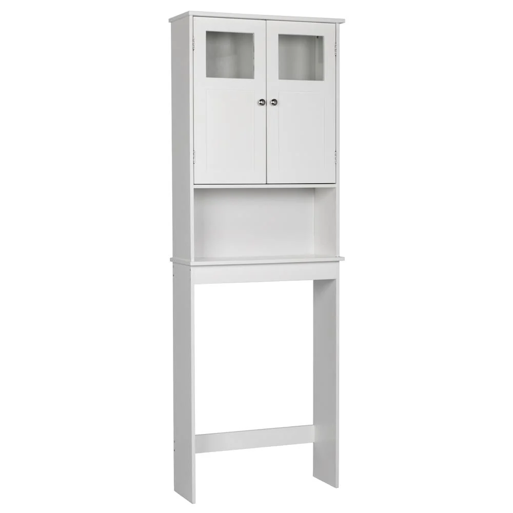 Zimtown Over the Toilet Bathroom Cabinet Storage Space saver with 2 Doors and Adjustable Shelf, 67 in, White