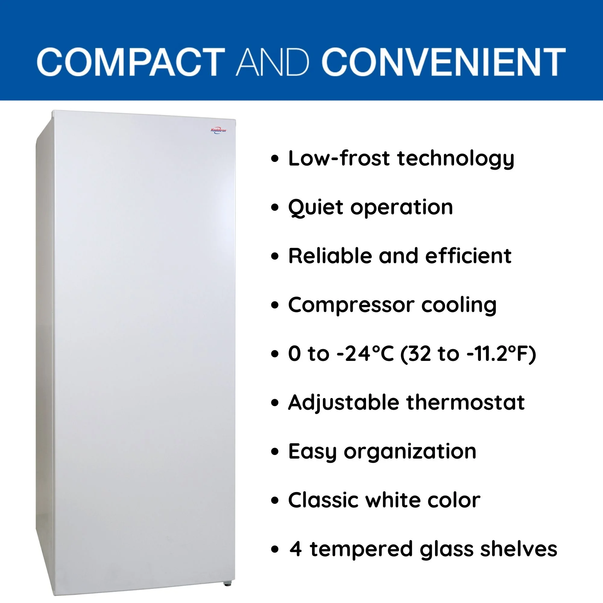 Koolatron Garage-Ready Upright Freezer 7.0 cu ft (198L) White Low Frost