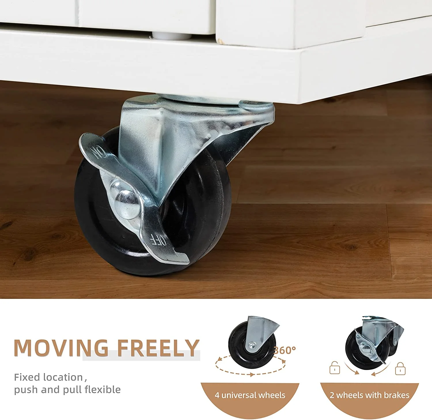 Sobaniilo Kitchen Island Cart with Storage, Rolling Side Table with Large Worktop, Towel Rack, Black